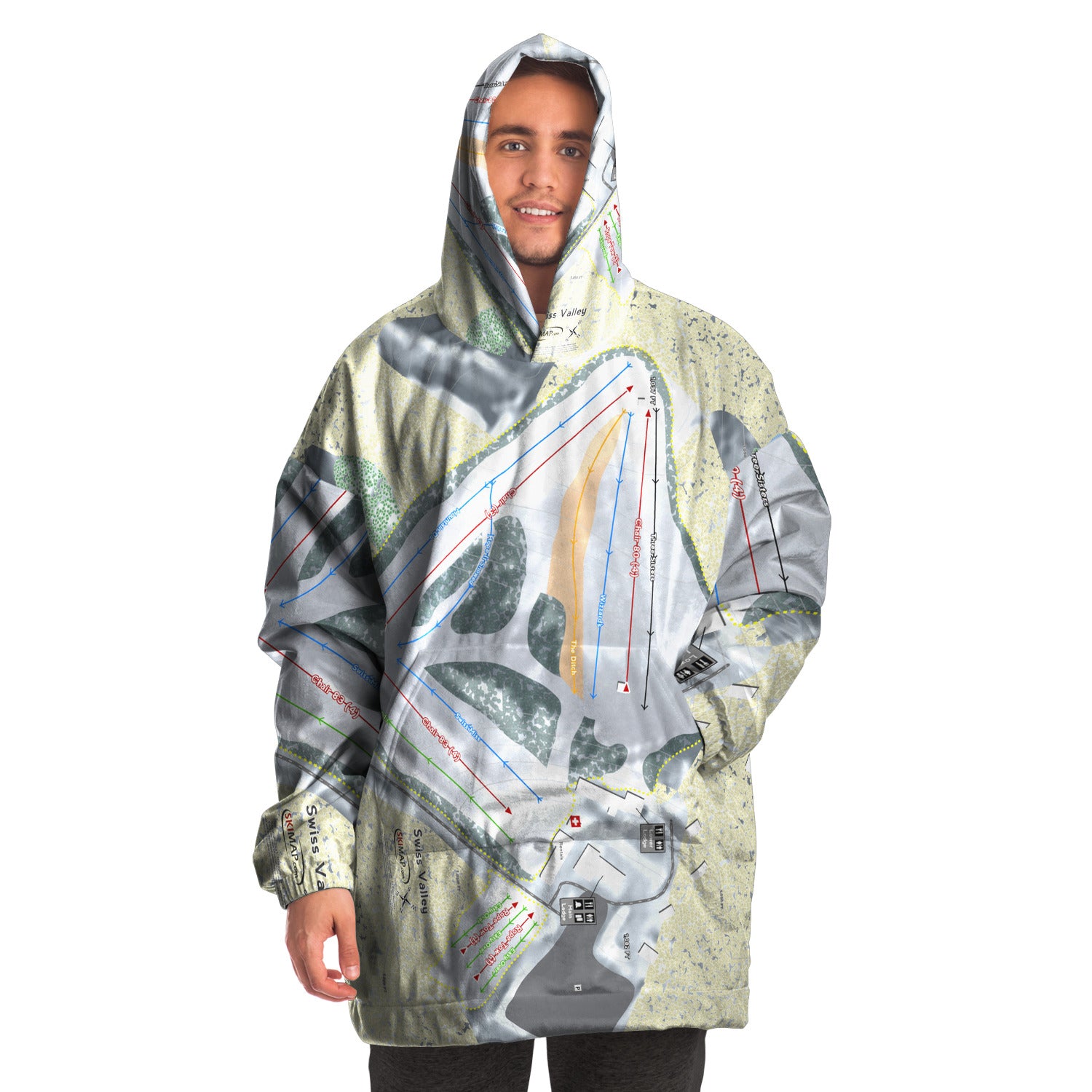 Swiss Valley, Michigan Ski Trail Map Snug Hoodie