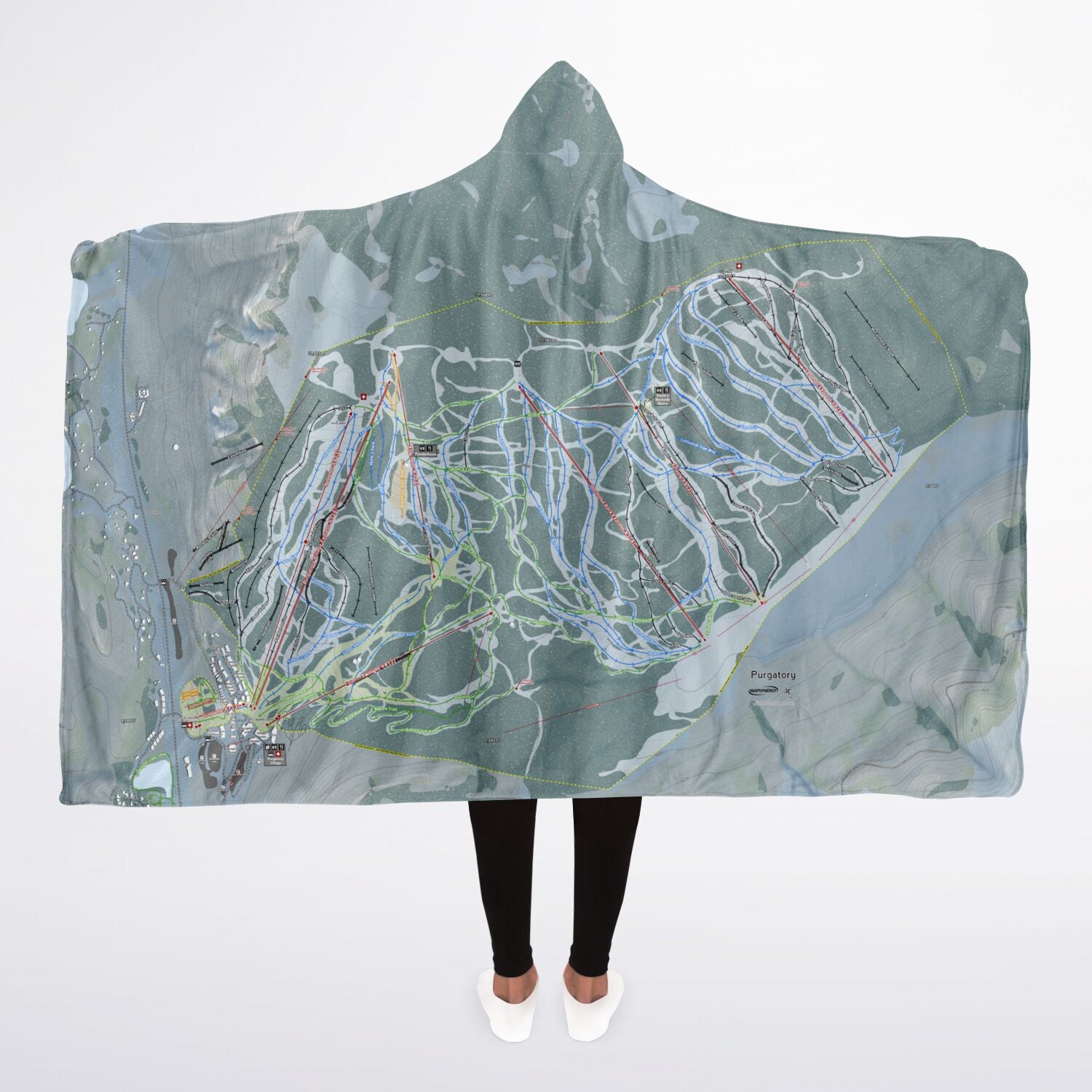 Purgatory, Colorado Ski Trail Map - Adult Hooded Blanket