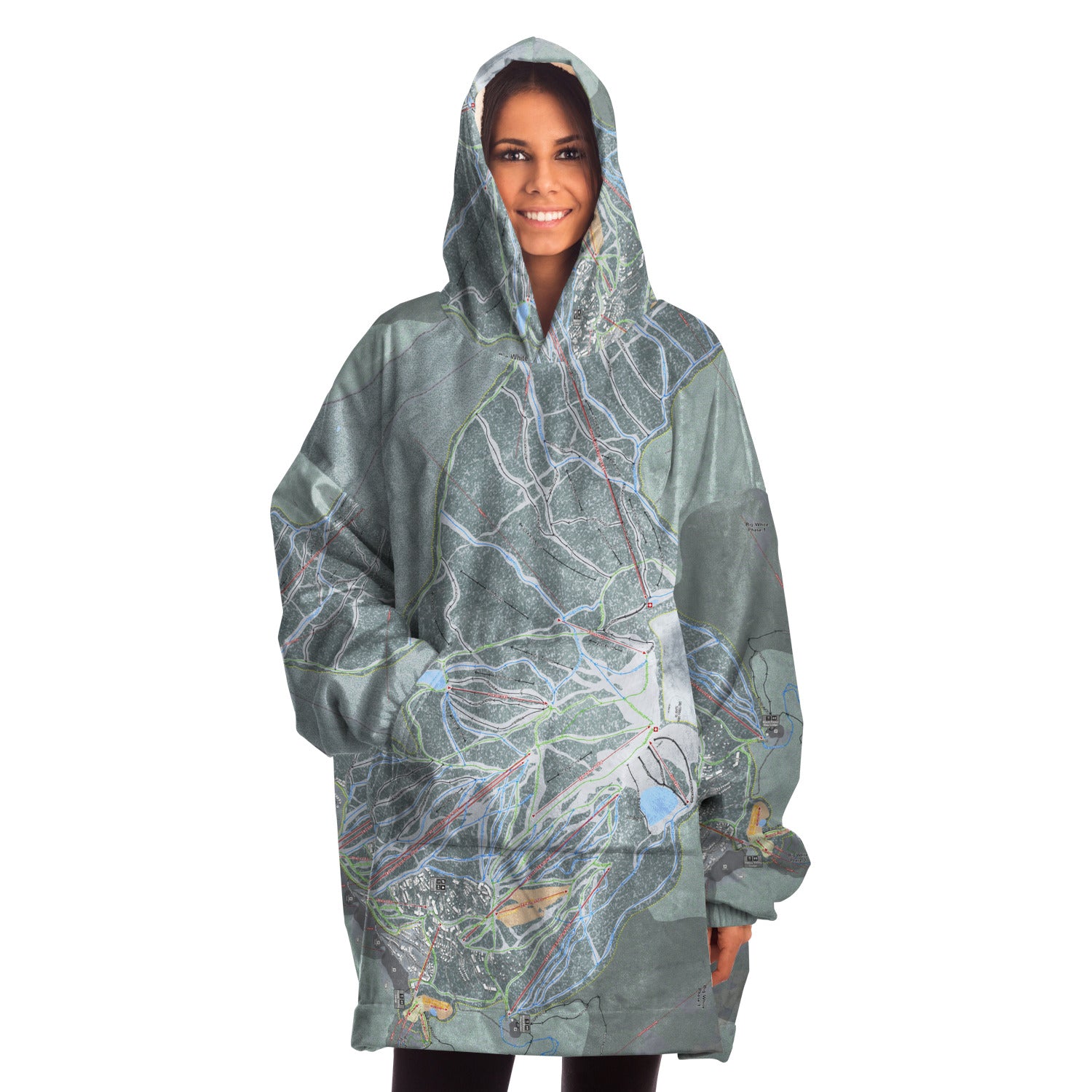 Big White, British Columbia Ski Trail Map Snug Hoodie