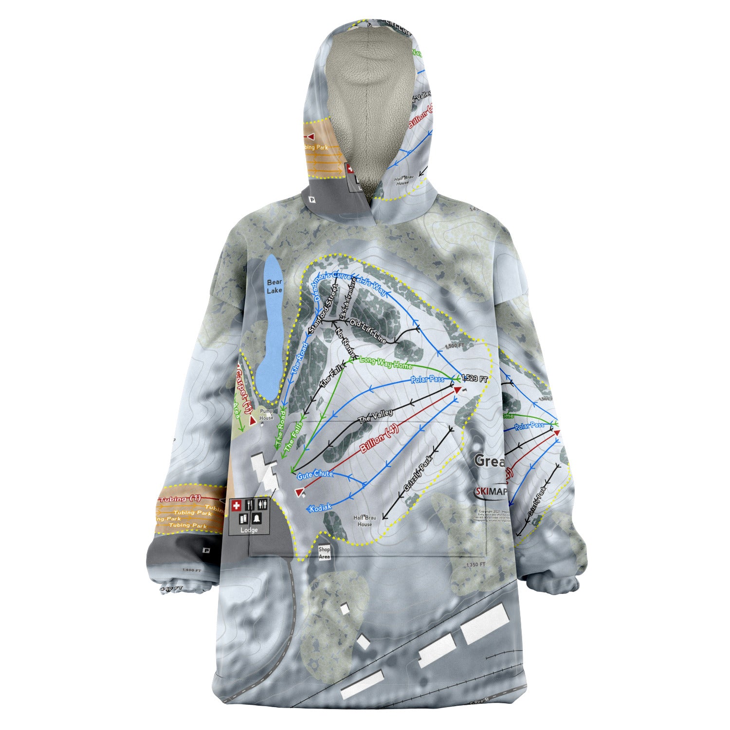 Great Bear, South Dakota Ski Trail Map - Snug Hoodie