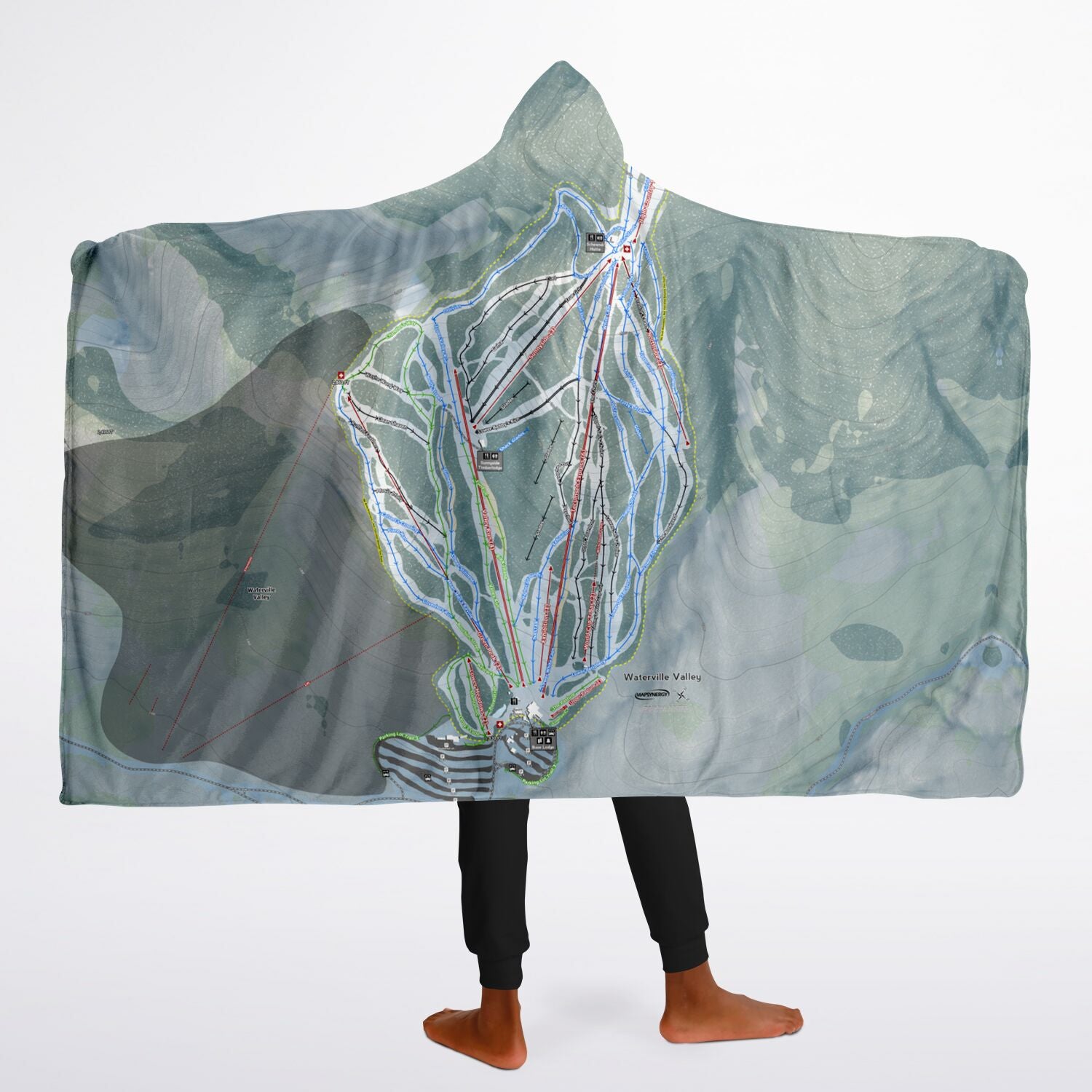 Waterville Valley, New Hampshire Ski Trail Map - Youth Hooded Blanket