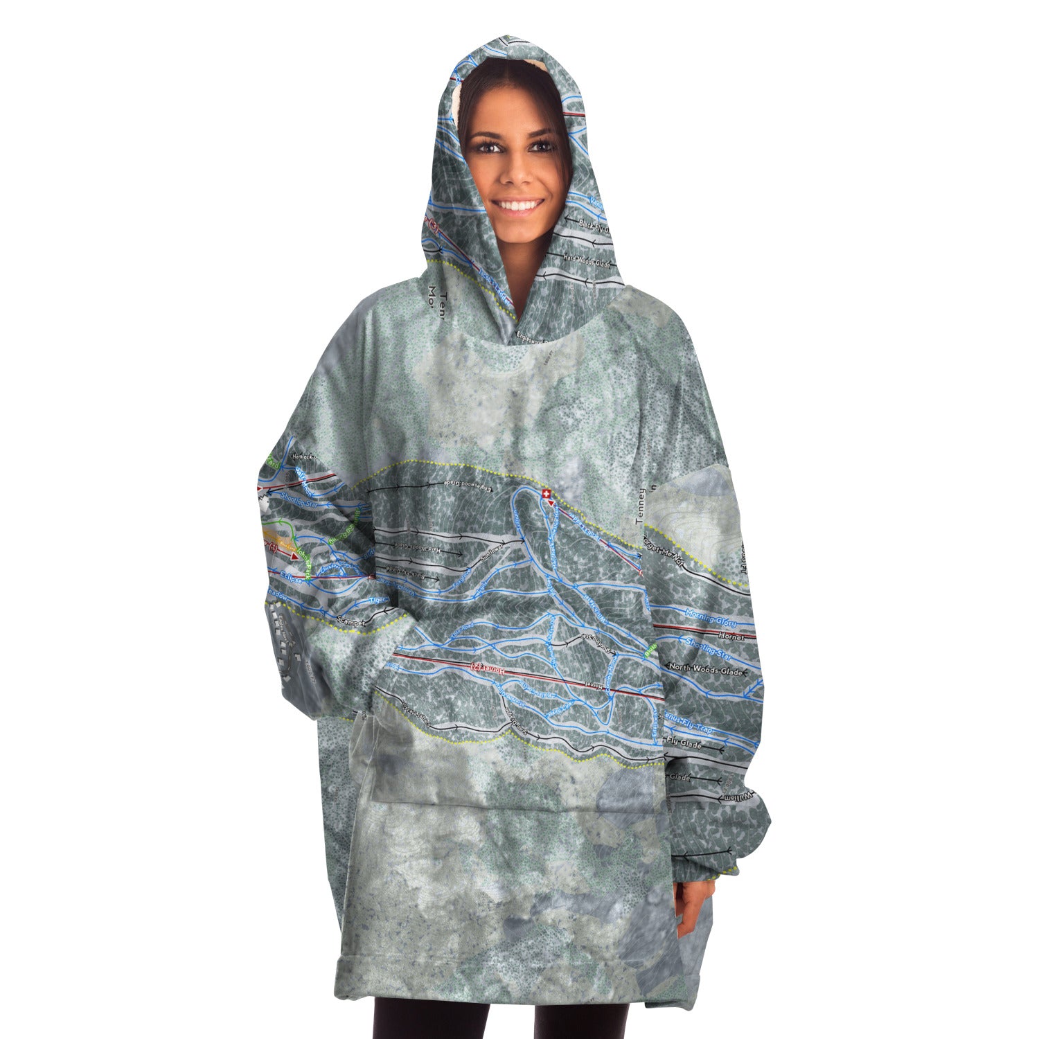 Tenney Mountain, New Hampshire Ski Trail Map - Snug Hoodie