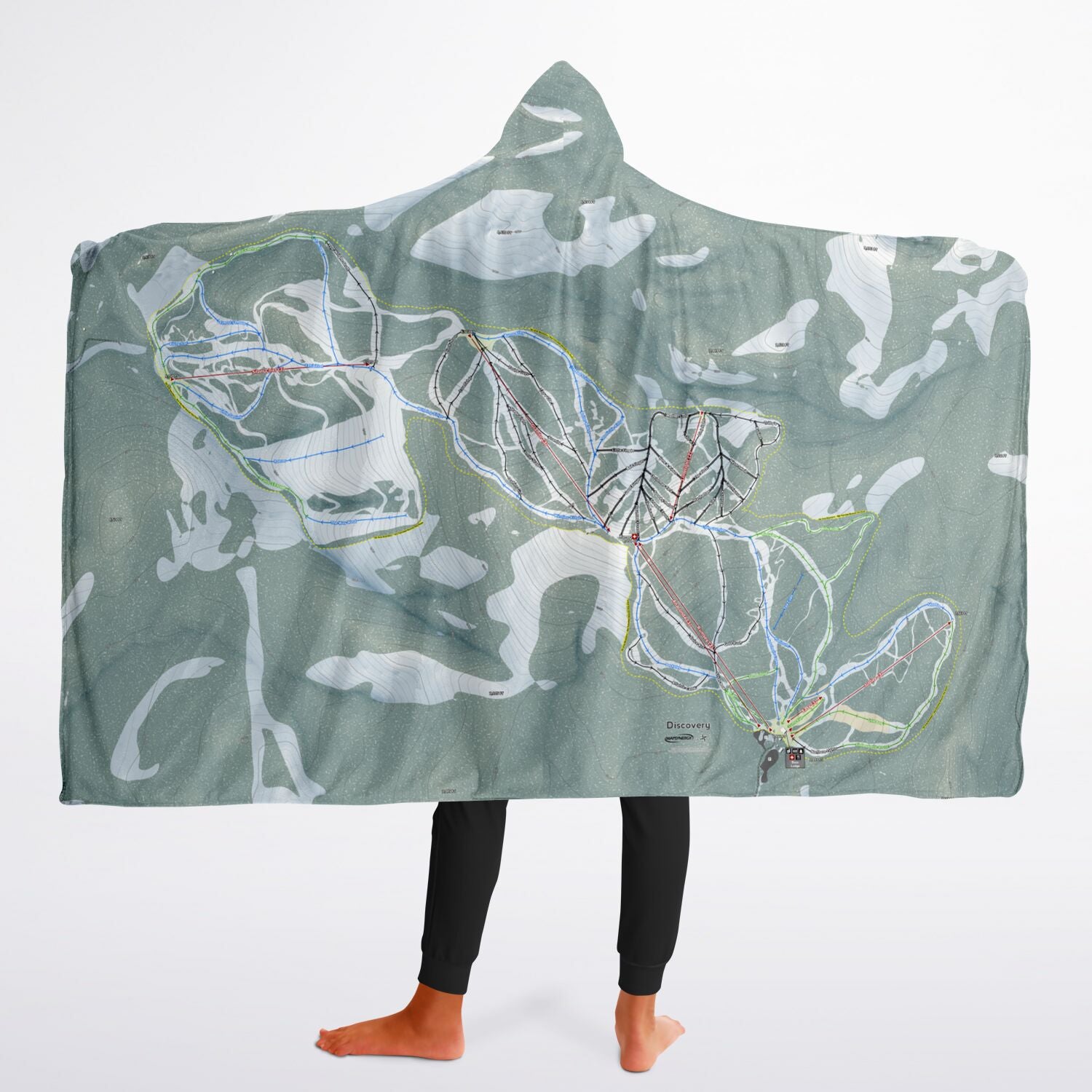 Discovery, Montana Ski Trail Map - Youth Hooded Blanket