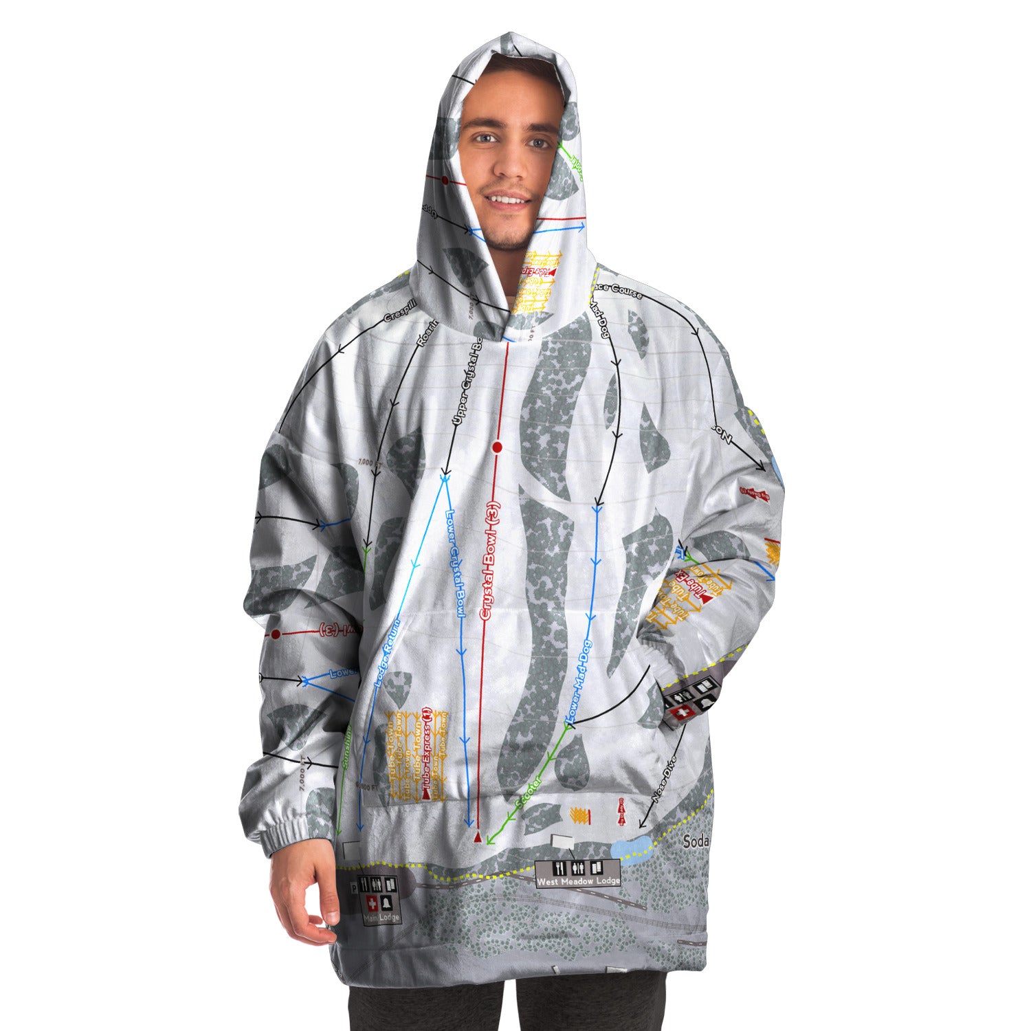 Soda Springs, California Ski Trail Map - Snug Hoodie