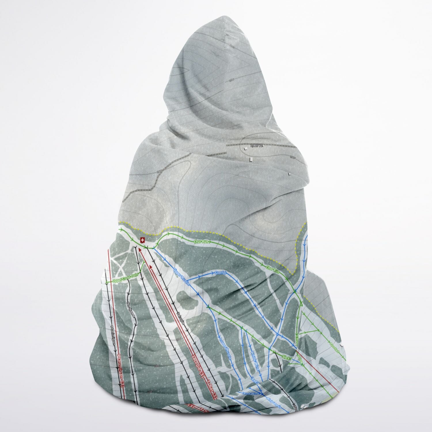 Labrador Mountain, New York Ski Trail Map - Youth Hooded Blanket