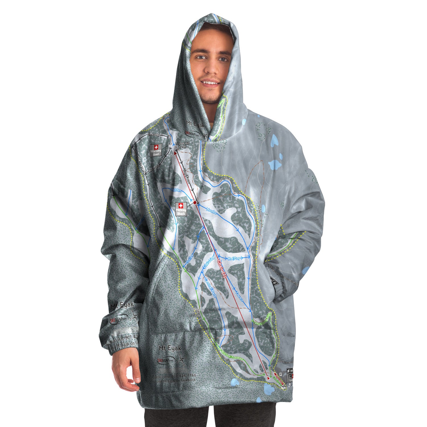 Mt Eyak, Alaska Ski Trail Map Snug Hoodie