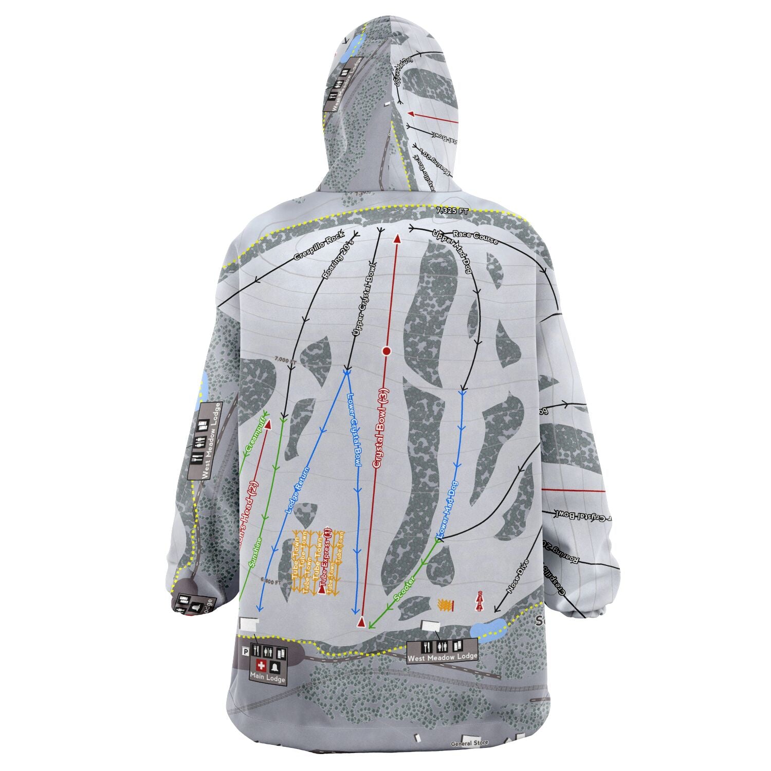 Soda Springs, California Ski Trail Map - Snug Hoodie