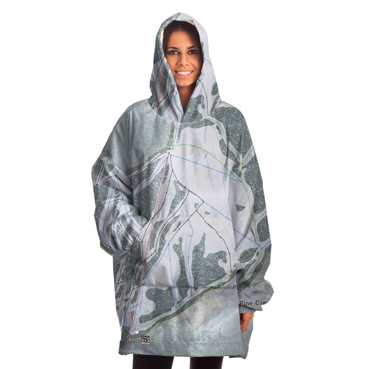 Pine Creek, Wyoming Ski Trail Map Snug Hoodie