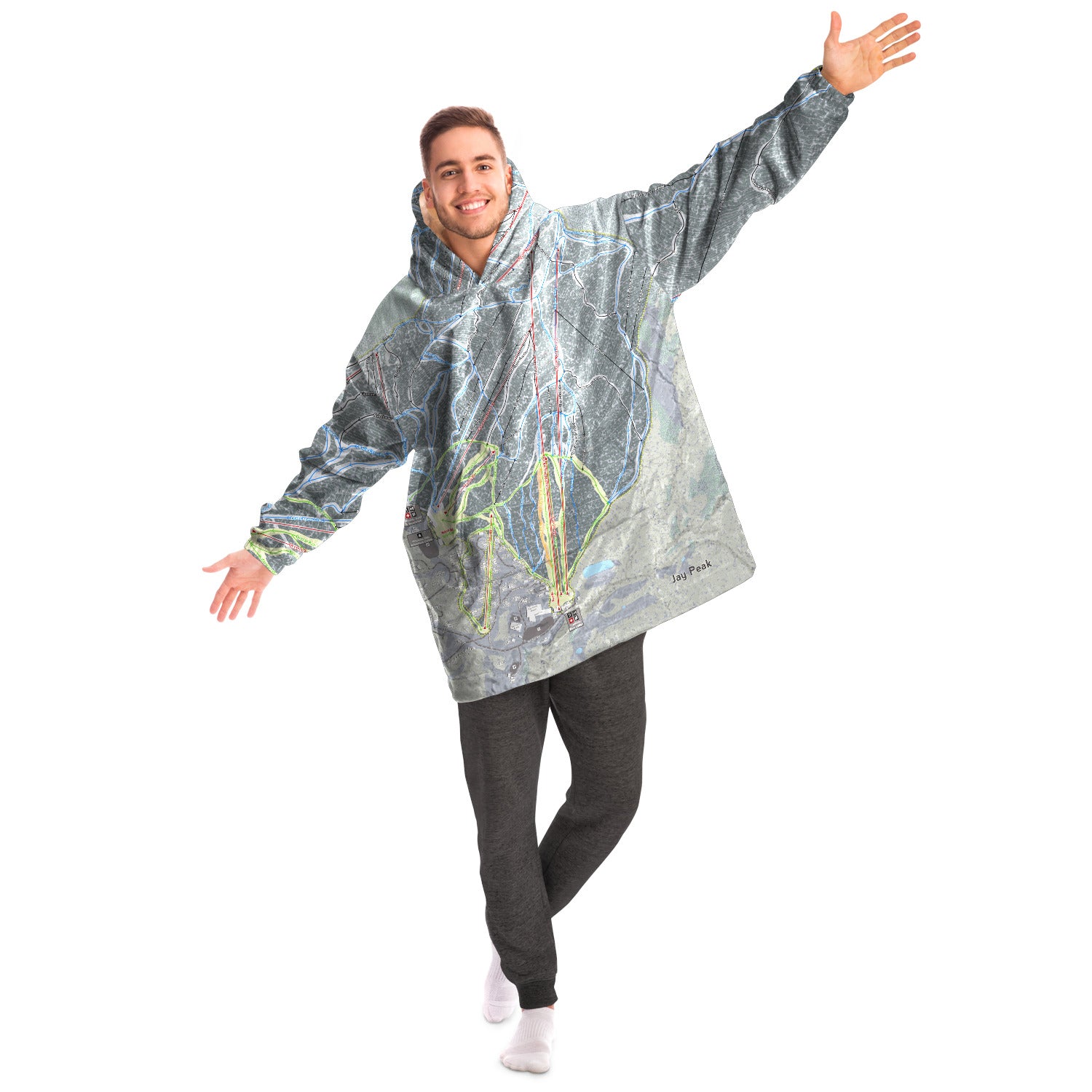 Jay Peak, Vermont Ski Trail Map - Snug Hoodie