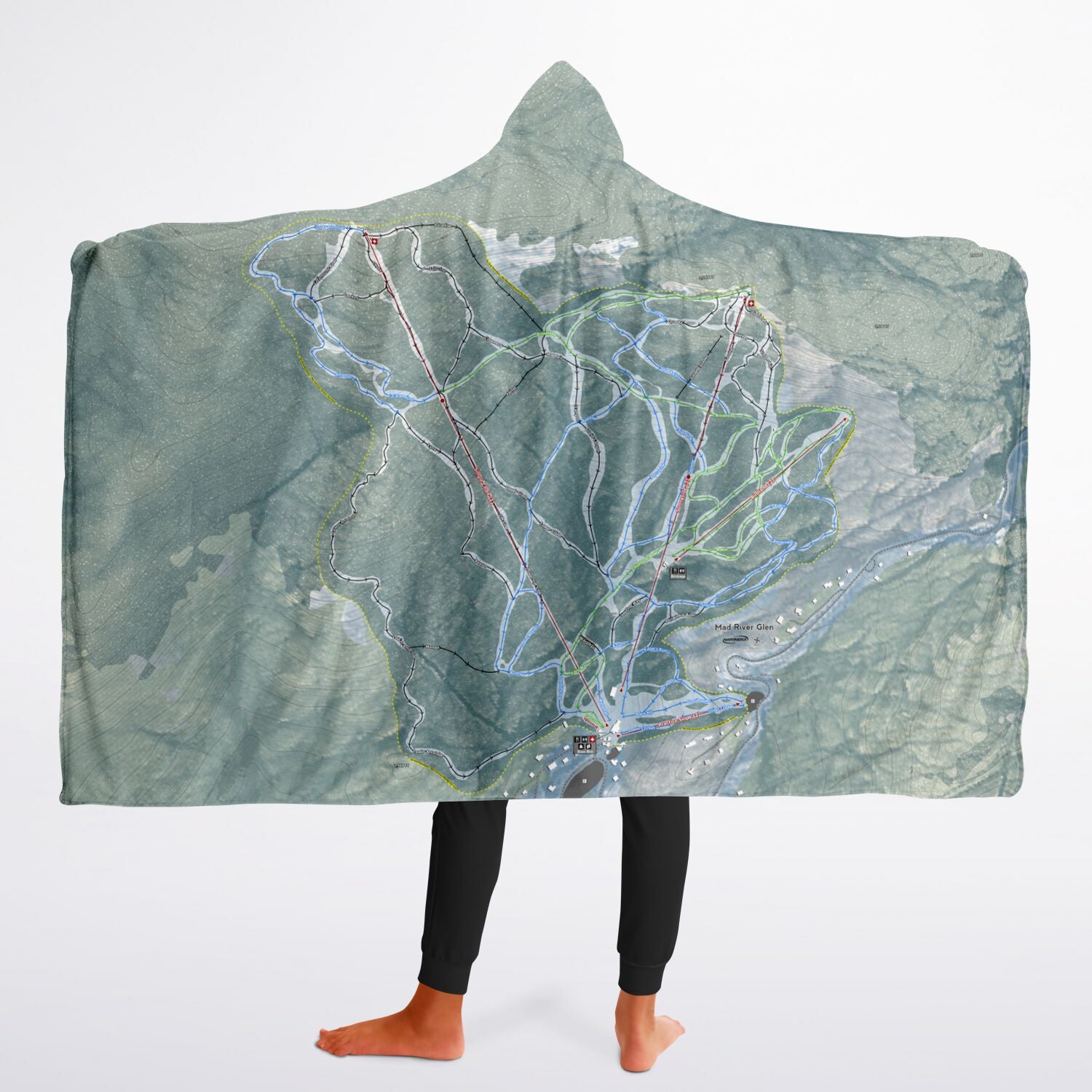 Mad River Glen, Vermont Ski Trail Map - Youth Hooded Blanket