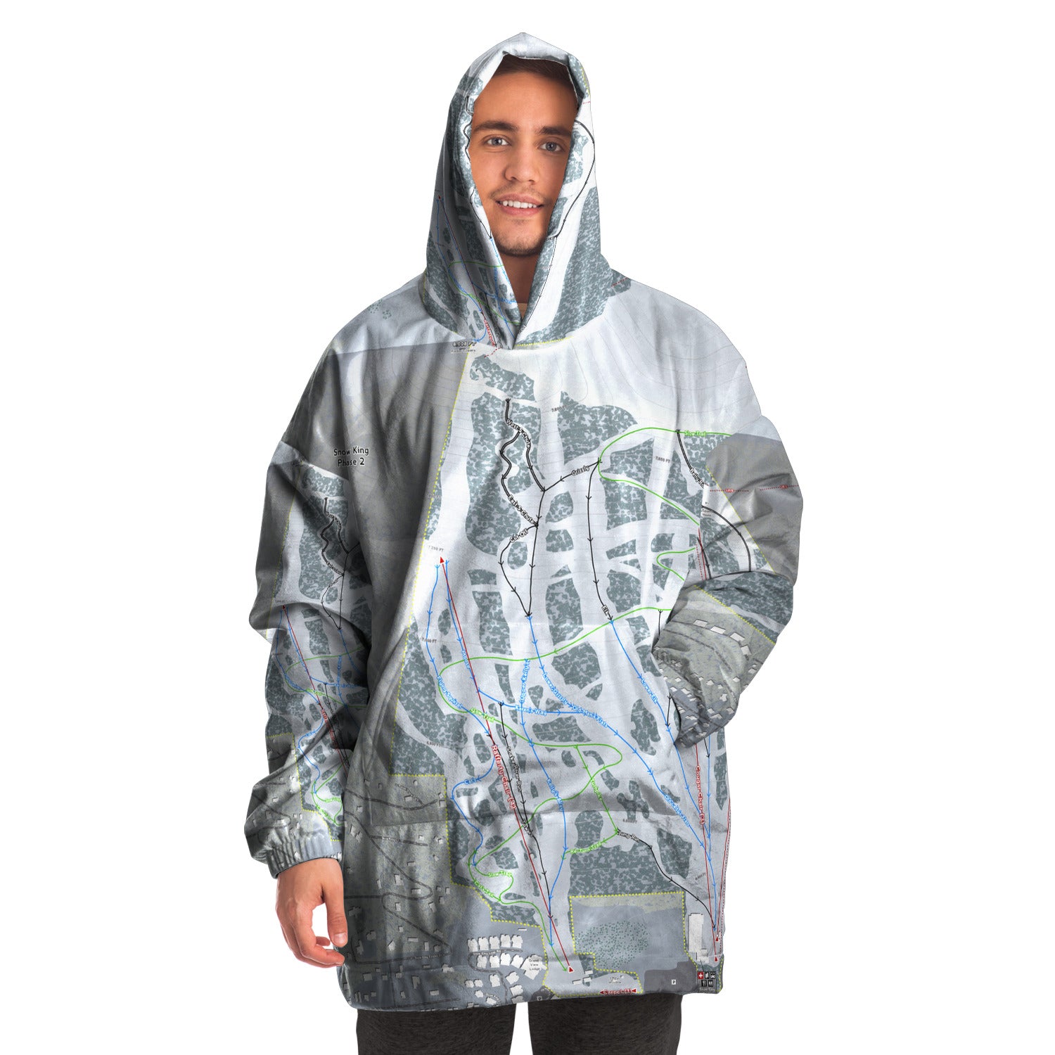 Snow King, Wyoming Ski Trail Map Snug Hoodie