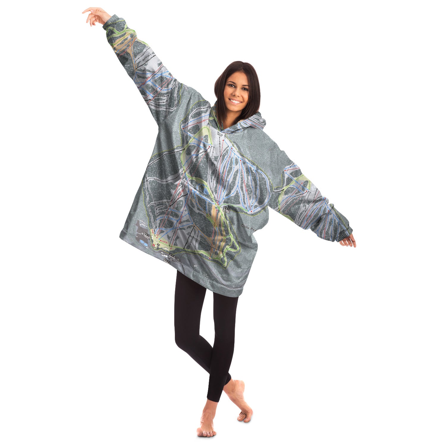 China Peak, California Ski Trail Map - Snug Hoodie