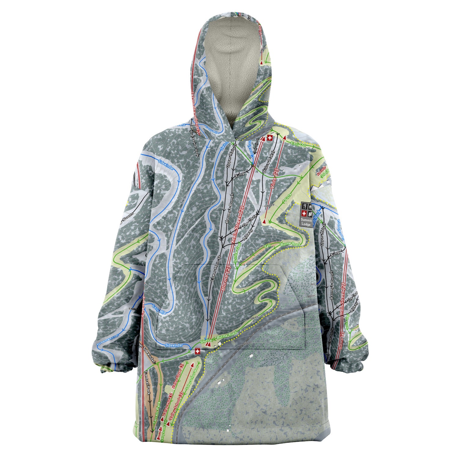 Blue Mountain, Pennsylvania Ski Trail Map Snug Hoodie