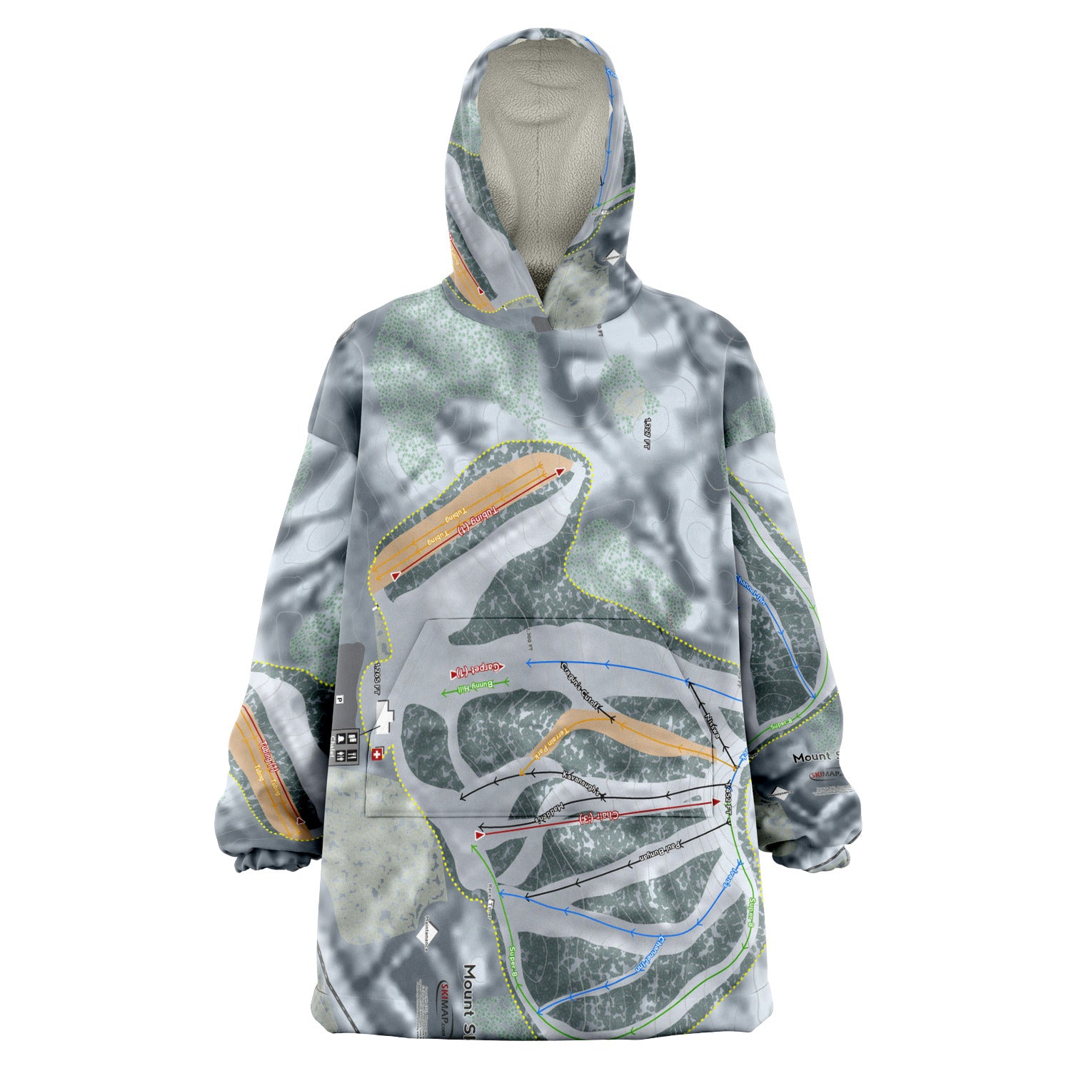 Mount Ski Gull, Minnesota Ski Trail Map Snug Hoodie