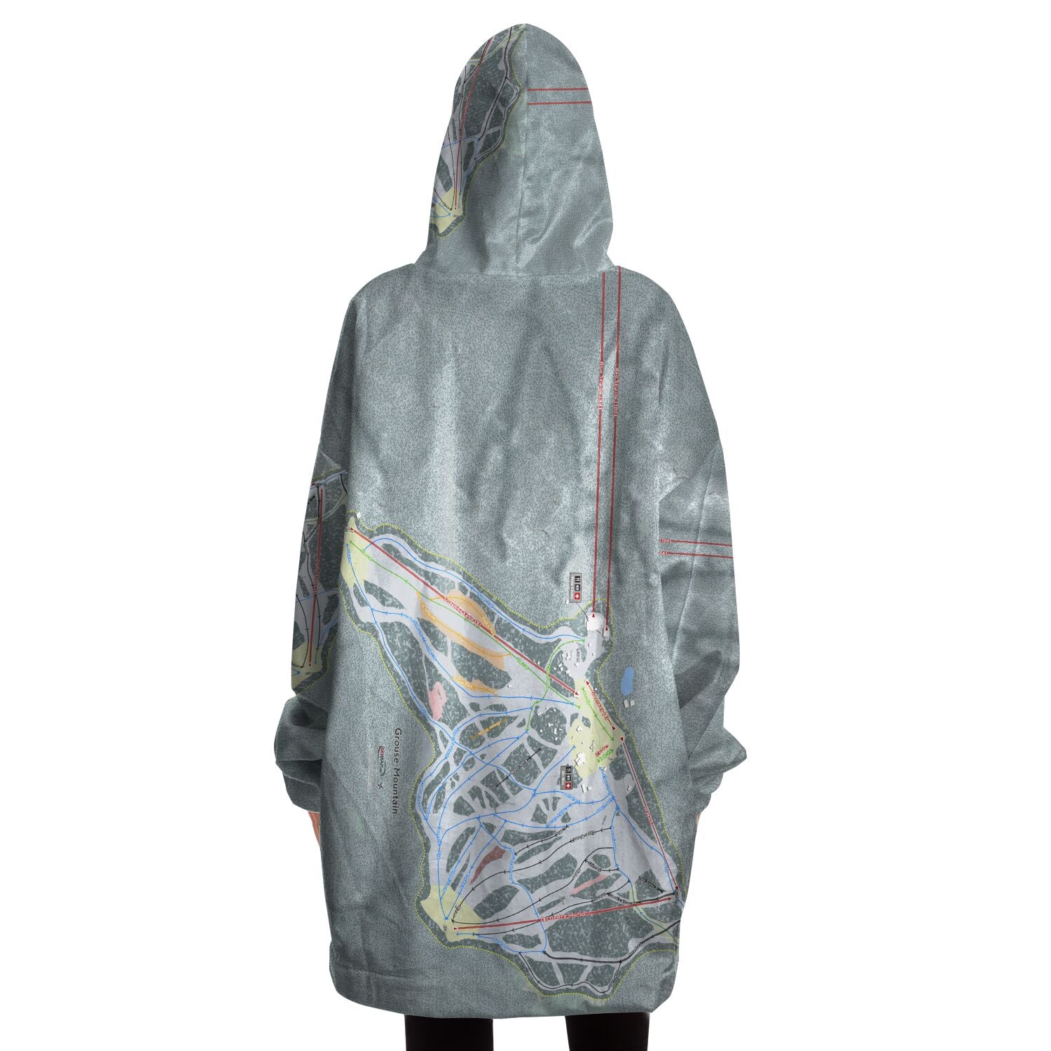 Grouse Mountain, British Columbia Ski Trail Map Snug Hoodie