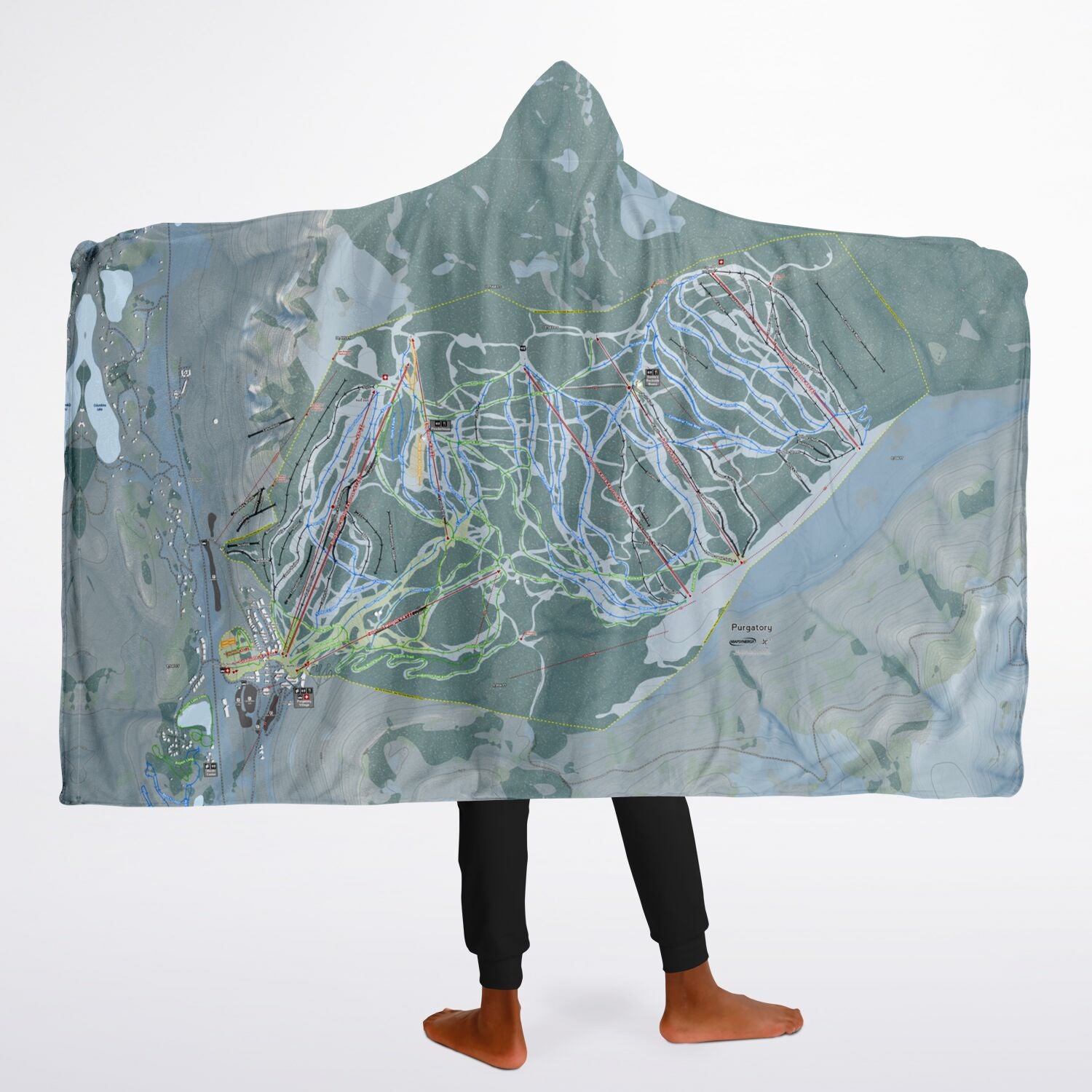 Purgatory, Colorado Ski Trail Map - Youth Hooded Blanket