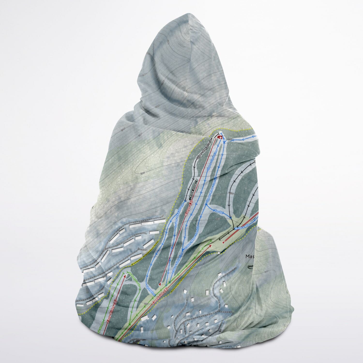 Massanutten, Virginia Ski Trail Map - Youth Hooded Blanket