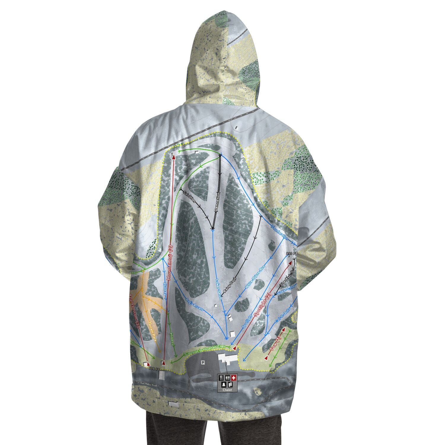 Mt LaCrosse, Wisconsin Ski Trail Map - Snug Hoodie