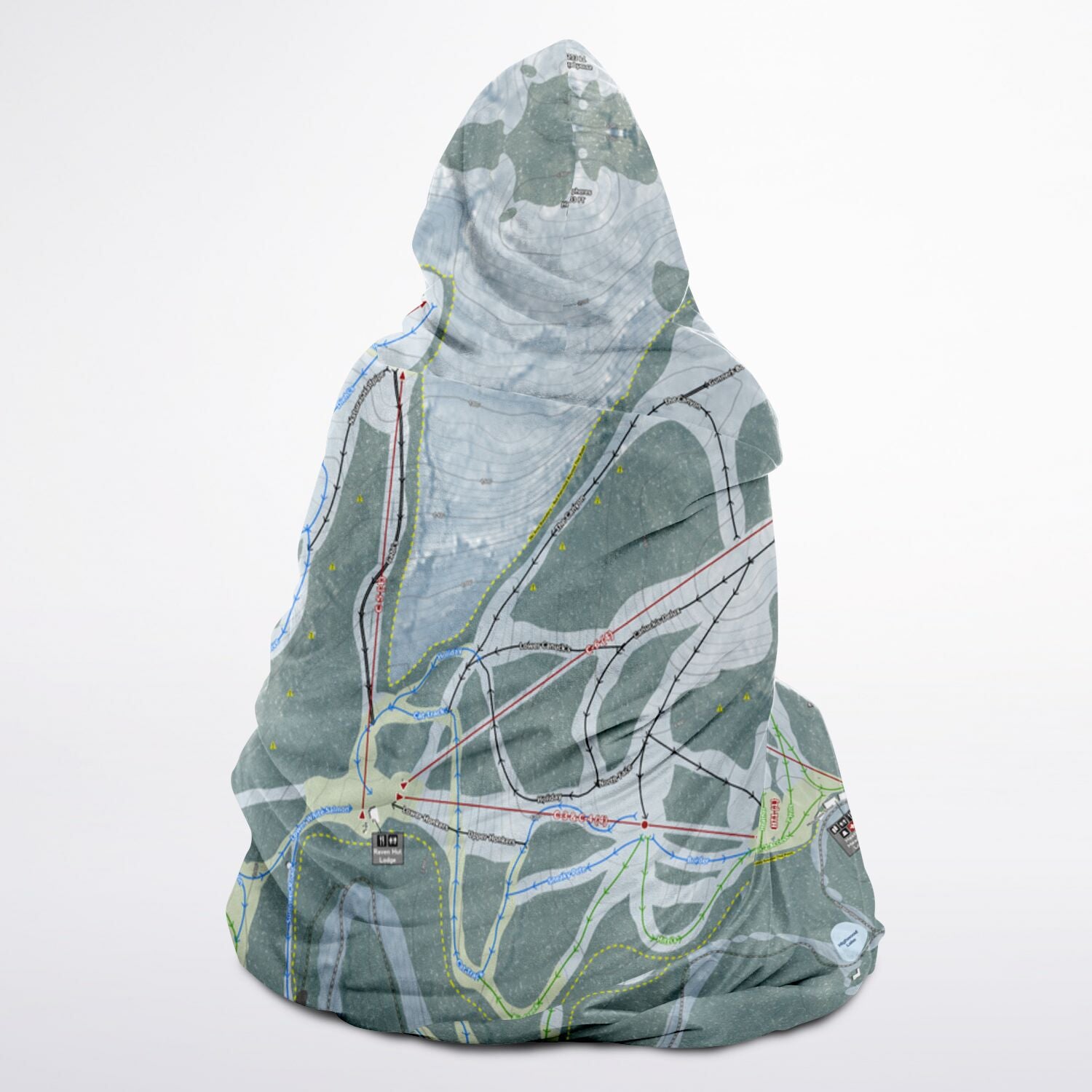 Mt. Baker, Washington Ski Trail Map - Adult Hooded Blanket