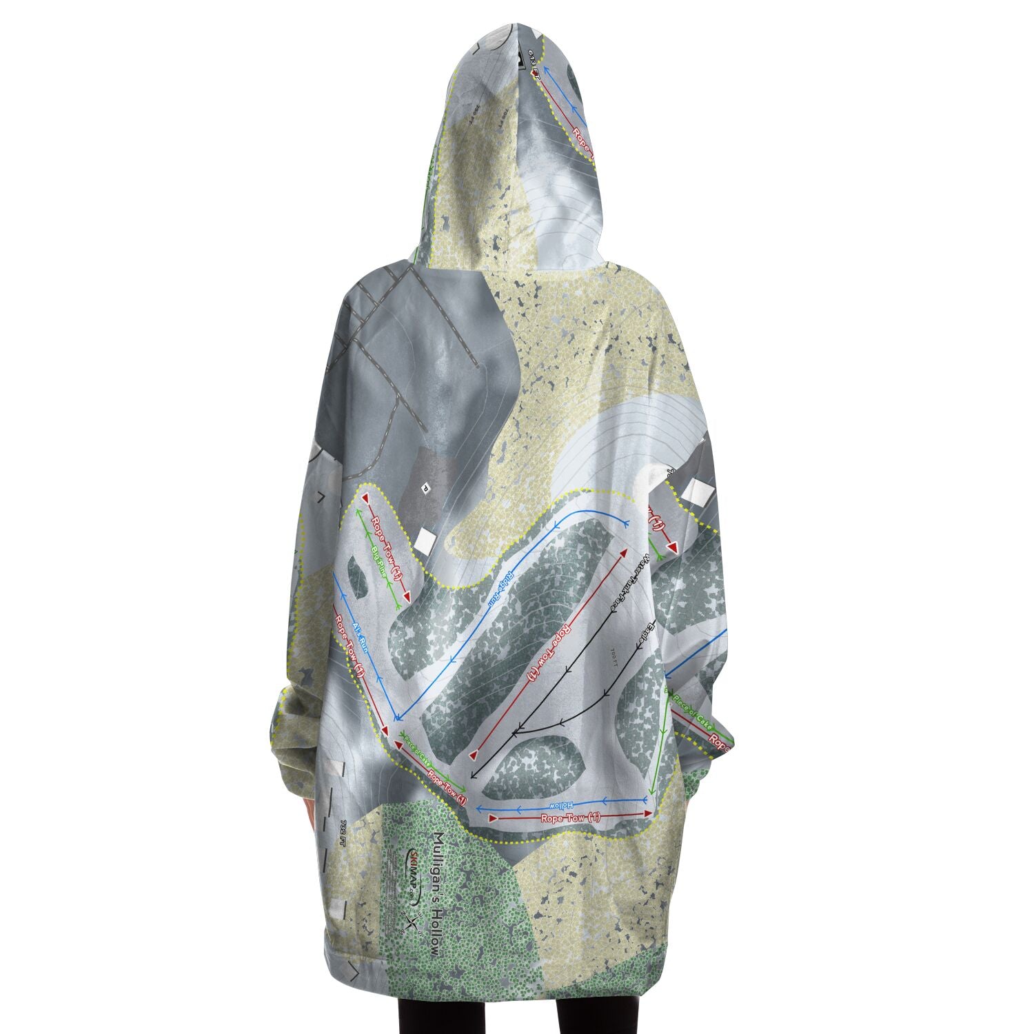 Mulligans Hollow, Michigan Ski Trail Map Snug Hoodie