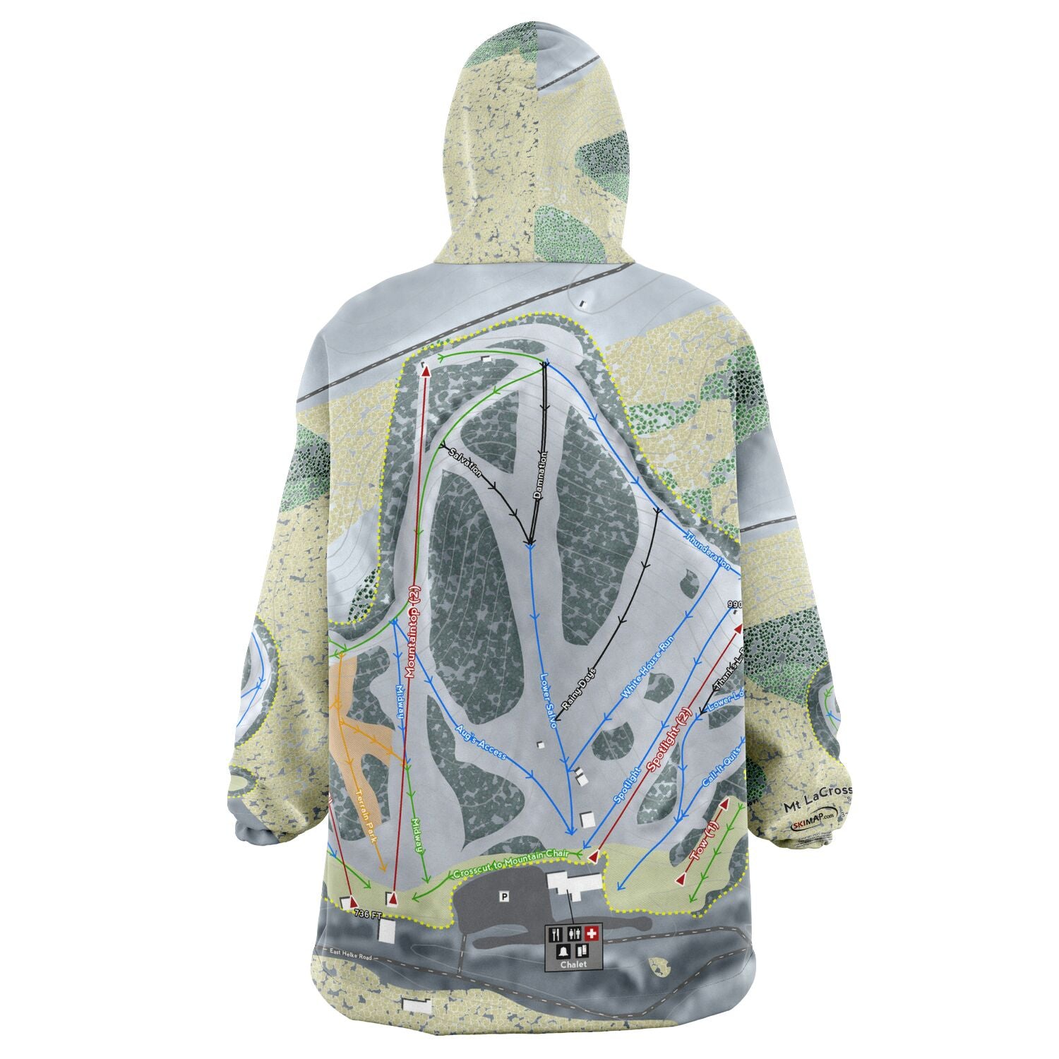 Mt LaCrosse, Wisconsin Ski Trail Map - Snug Hoodie