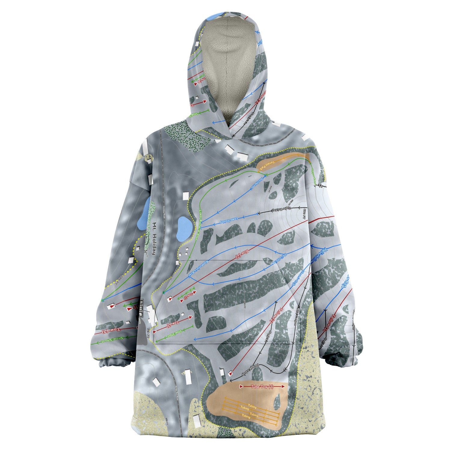 Mt Holiday, Michigan Ski Trail Map Snug Hoodie