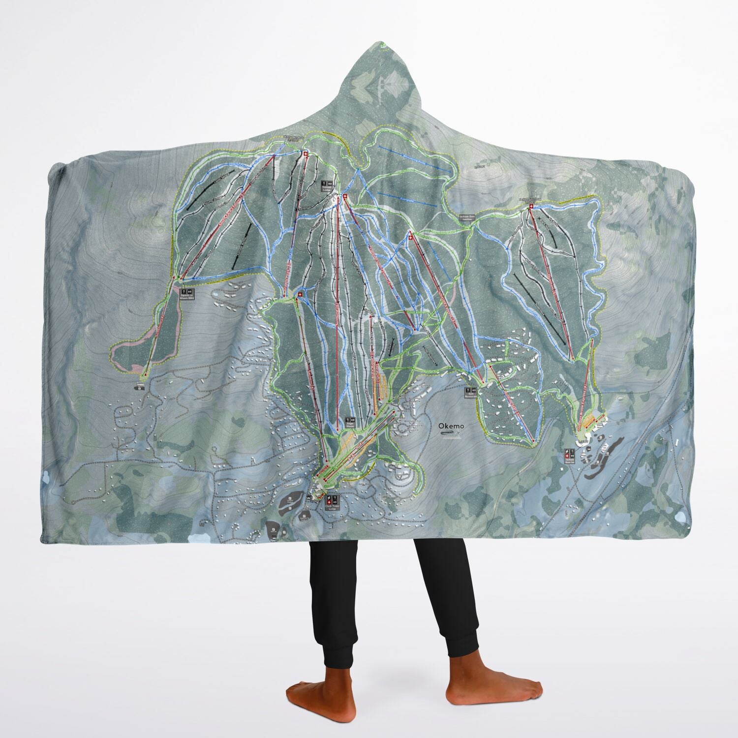 Okemo, Vermont Ski Trail Map - Youth Hooded Blanket