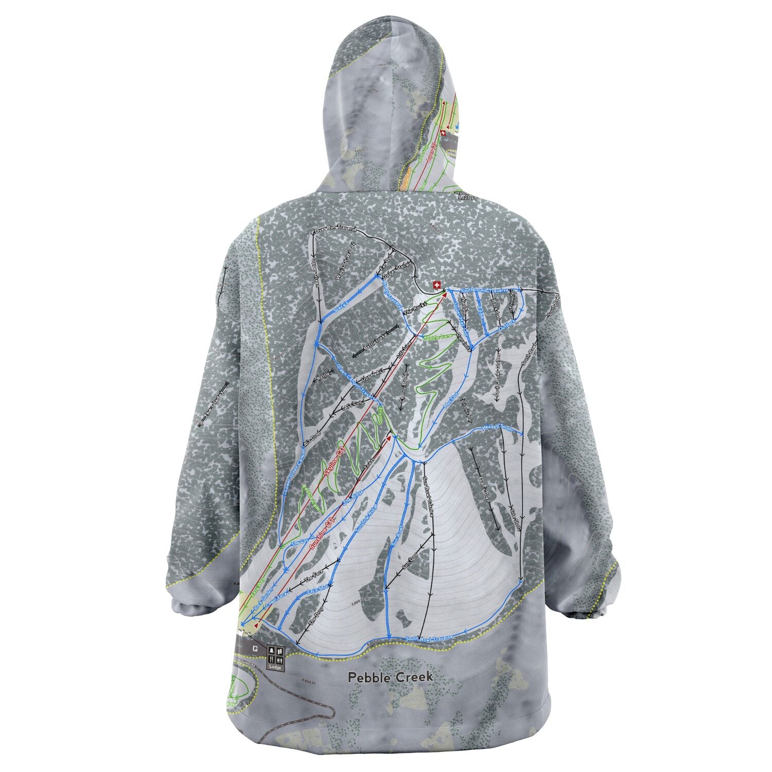 Pebble Creek, Idaho Ski Trail Map - Snug Hoodie