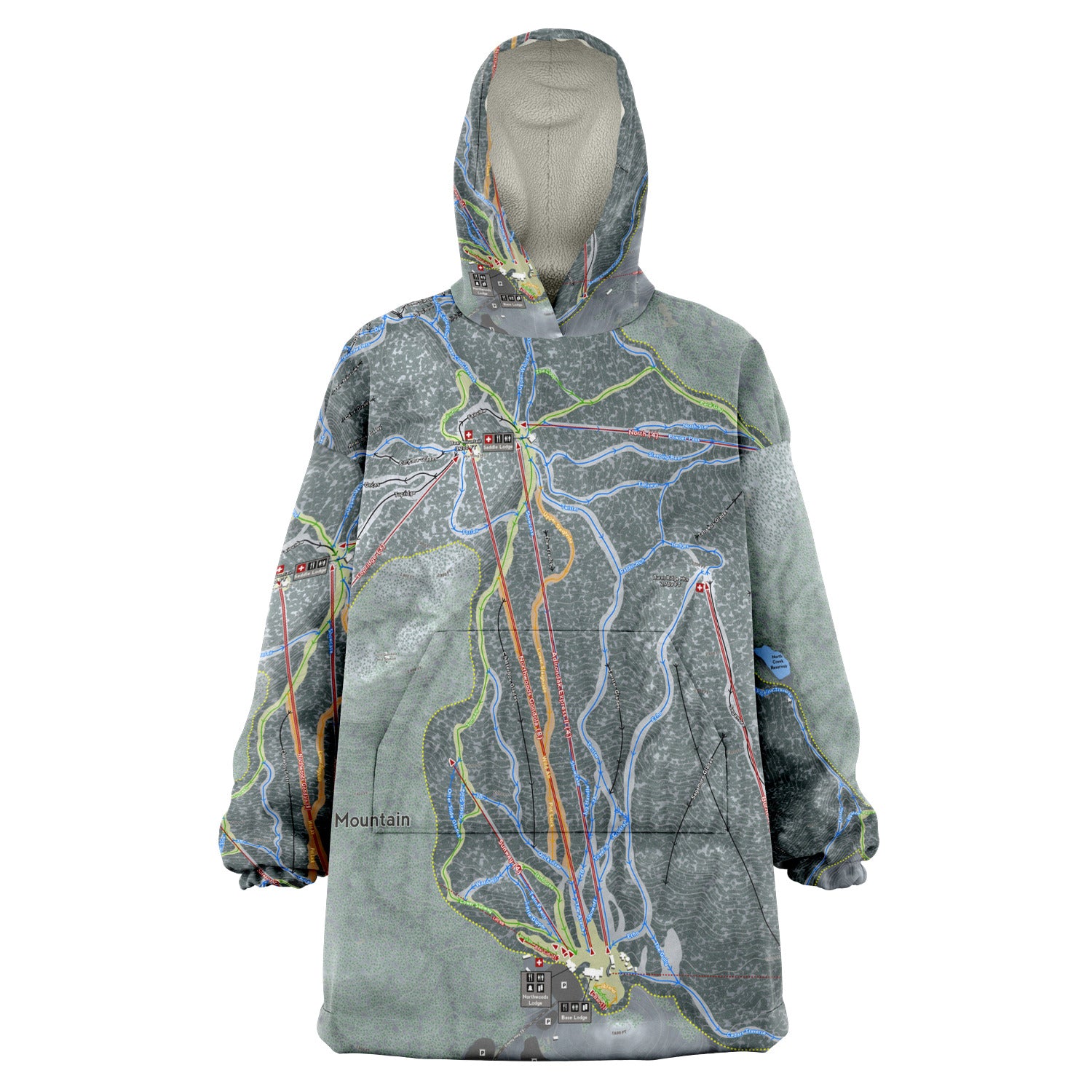 Gore Mountain, New York Ski Trail Map - Snug Hoodie