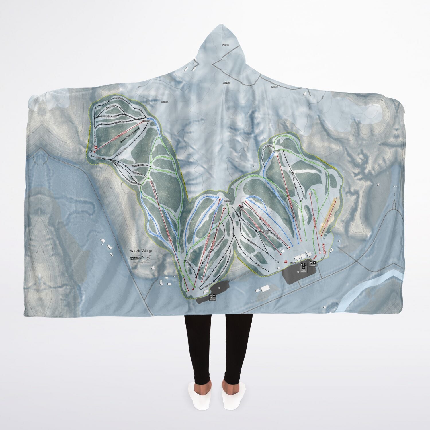 Welch Village, Minnesota Ski Trail Map - Adult Hooded Blanket