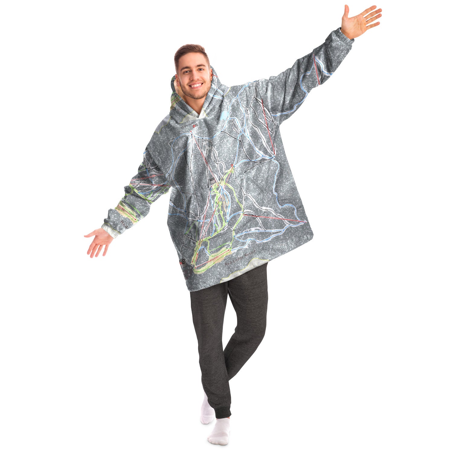 Red Lodge, Montana Ski Trail Map - Snug Hoodie