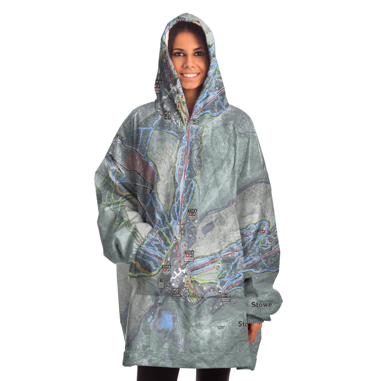 Stowe, Vermont Ski Trail Map - Snug Hoodie