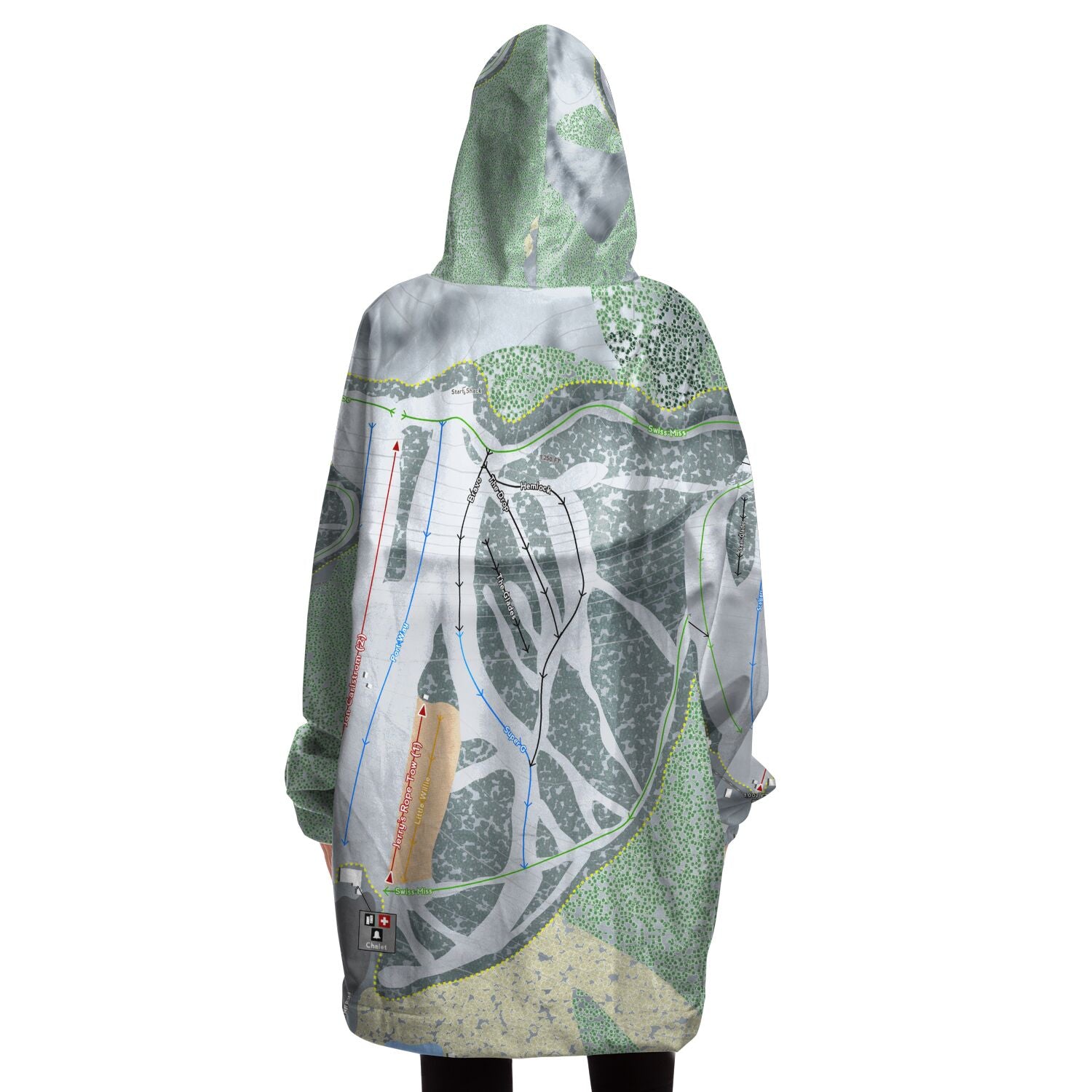 Mount Ashwabay, Wisconsin Ski Trail Map - Snug Hoodie