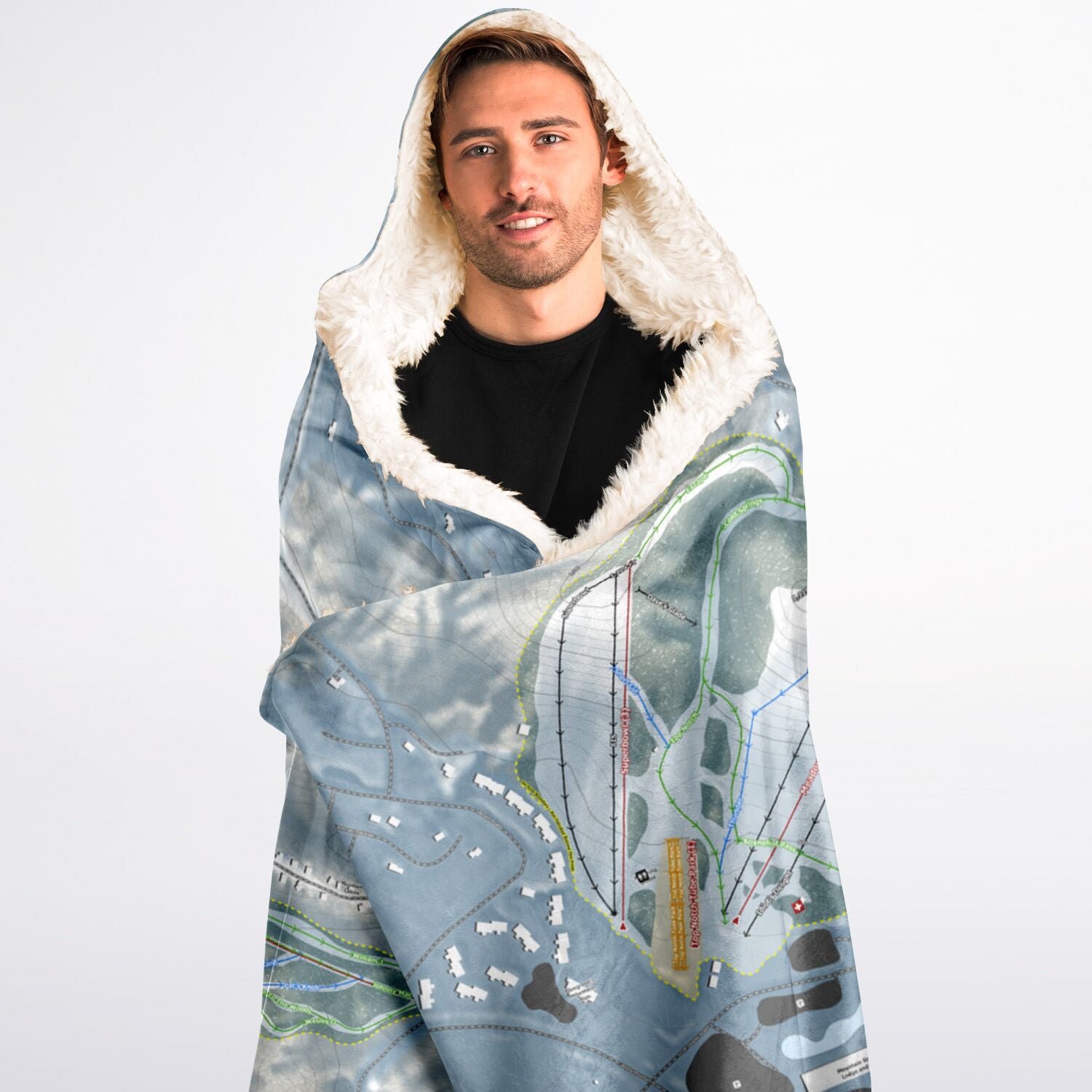 Boyne Mountain, Michgan Ski Trail Map - Adult Hooded Blanket