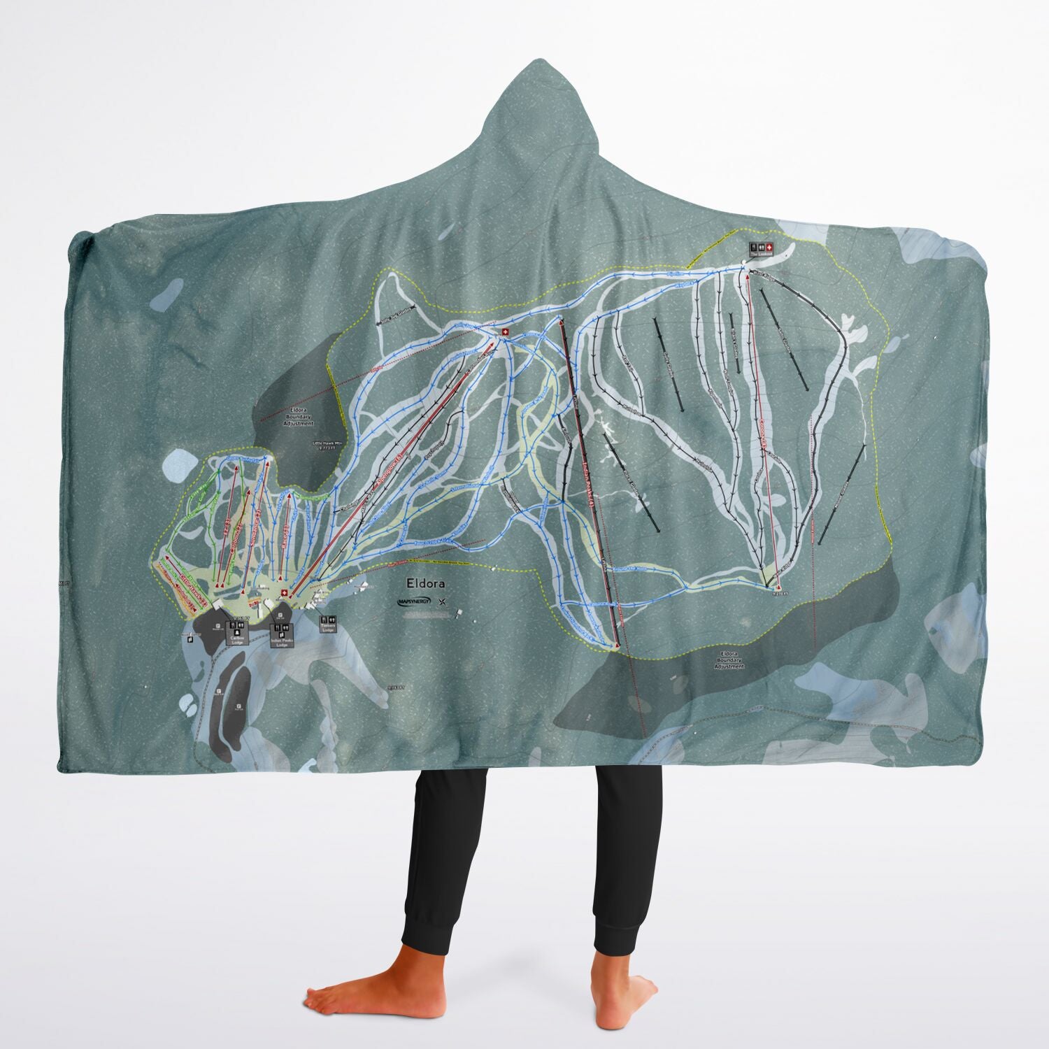 Eldora, Colorado Ski Trail Map - Youth Hooded Blanket