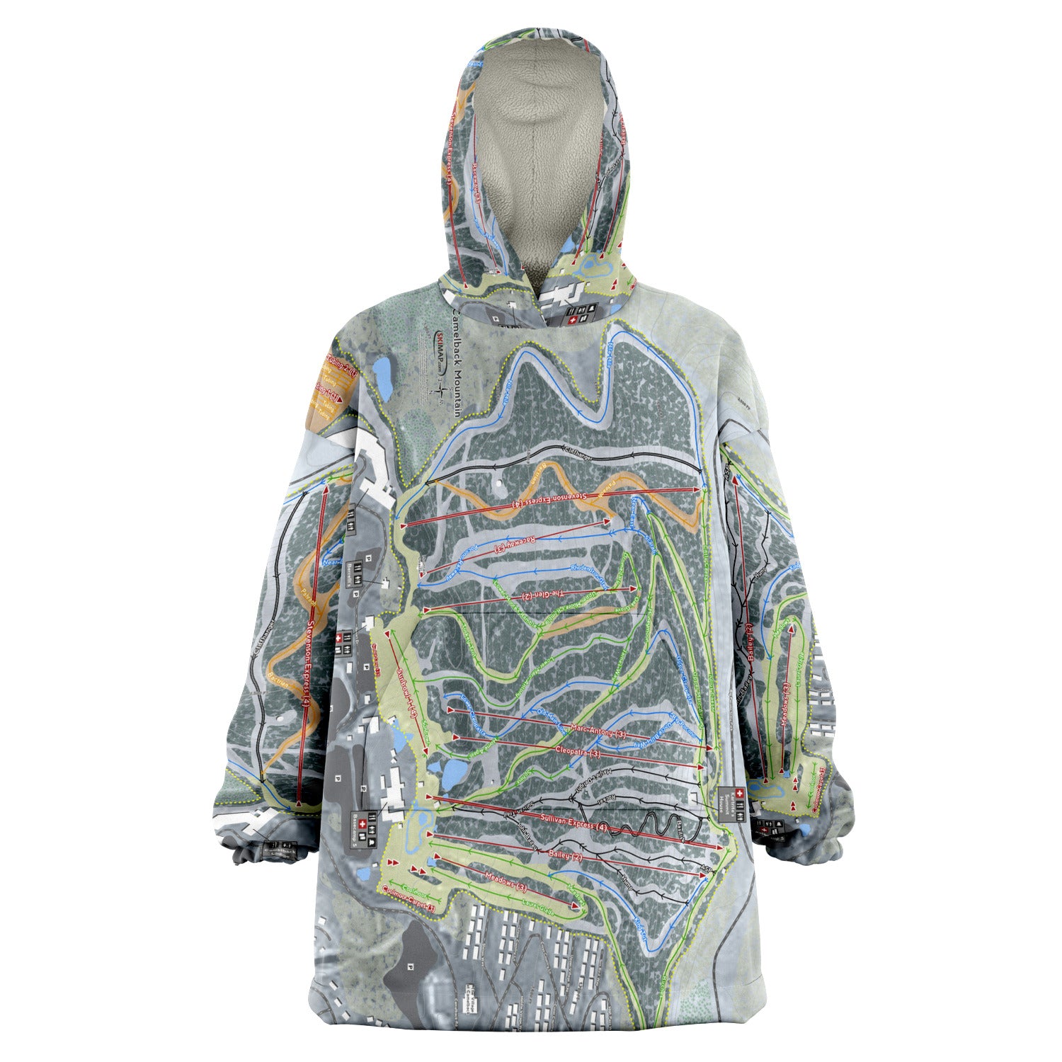 Camelback Mountain, Pennsylvania Ski Trail Map - Snug Hoodie