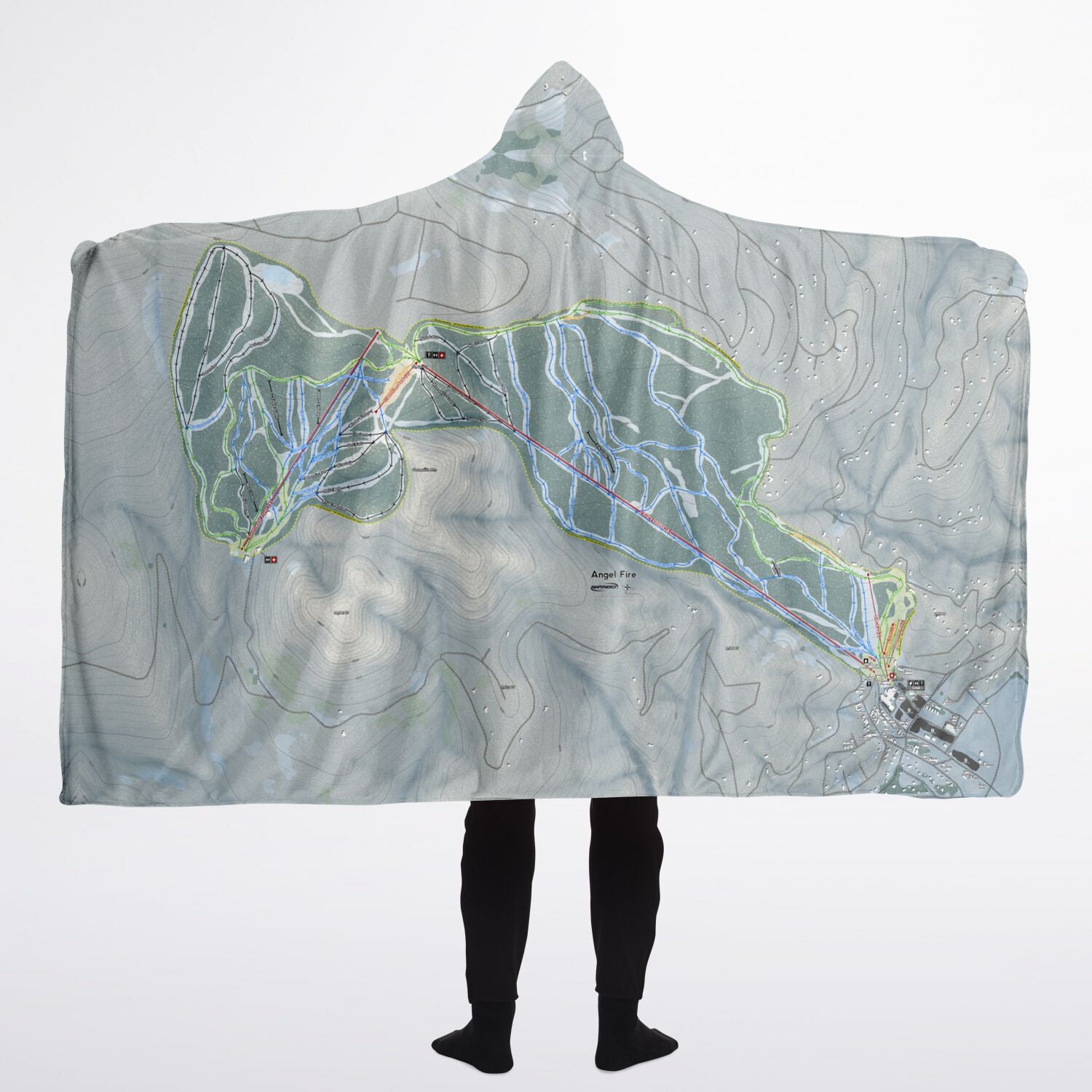 Angel Fire, New Mexico Ski Trail Map - Adult Hooded Blanket