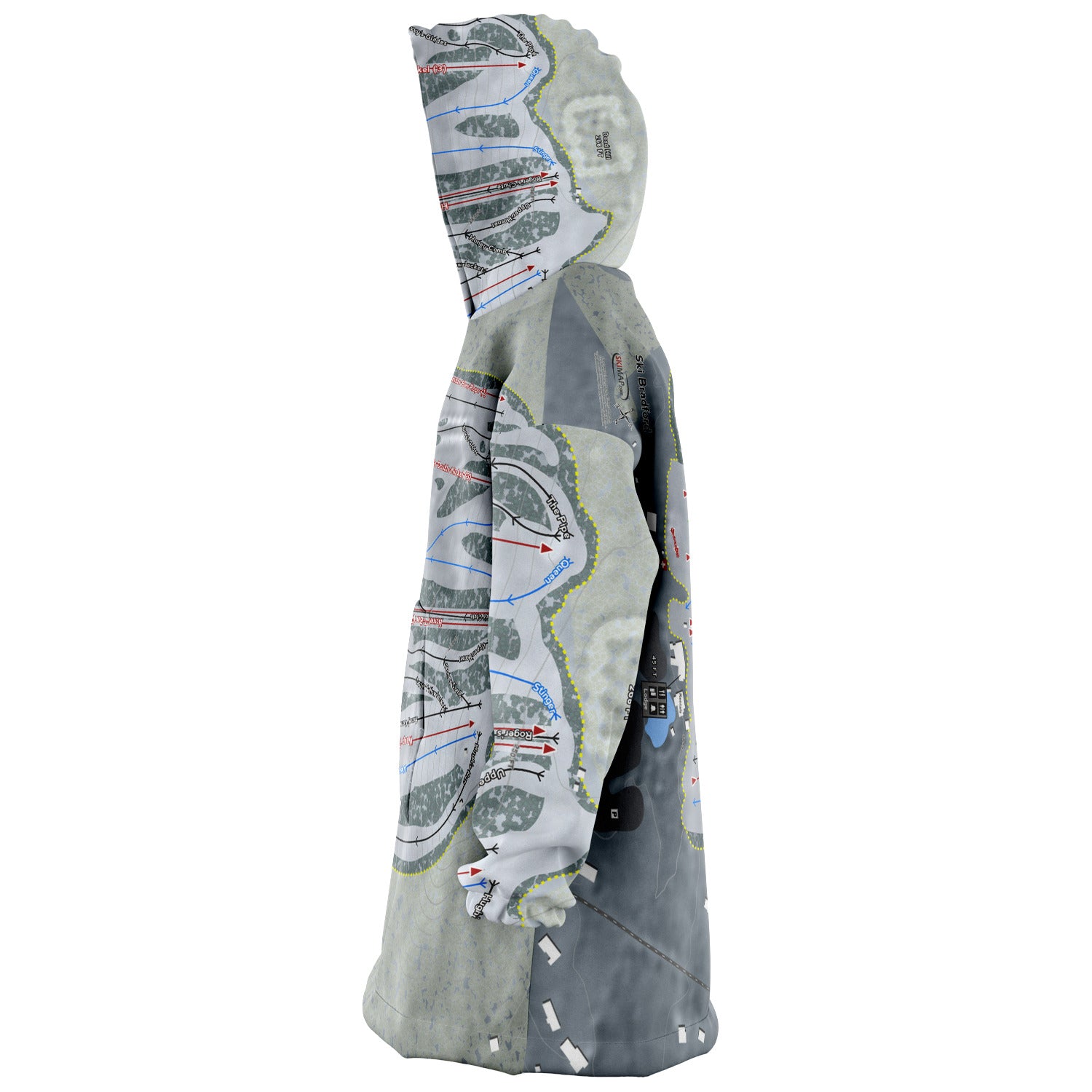 Ski Bradford, Massachusetts Ski Trail Map Snug Hoodie