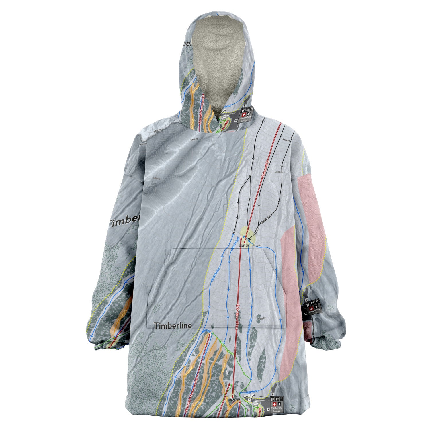 Timberline, Oregon Ski Trail Map - Snug Hoodie