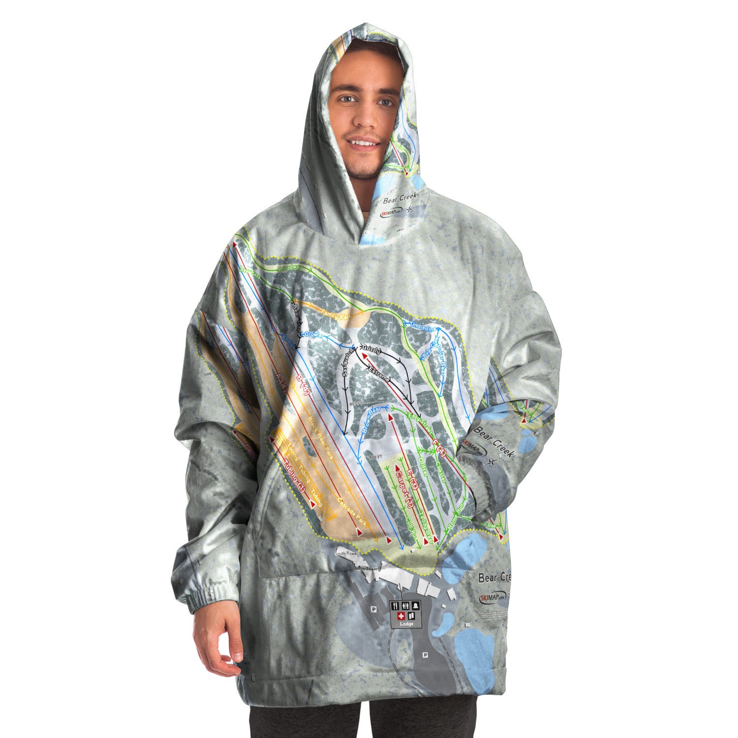 Big Boulder, Pennsylvania Ski Trail Map Snug Hoodie