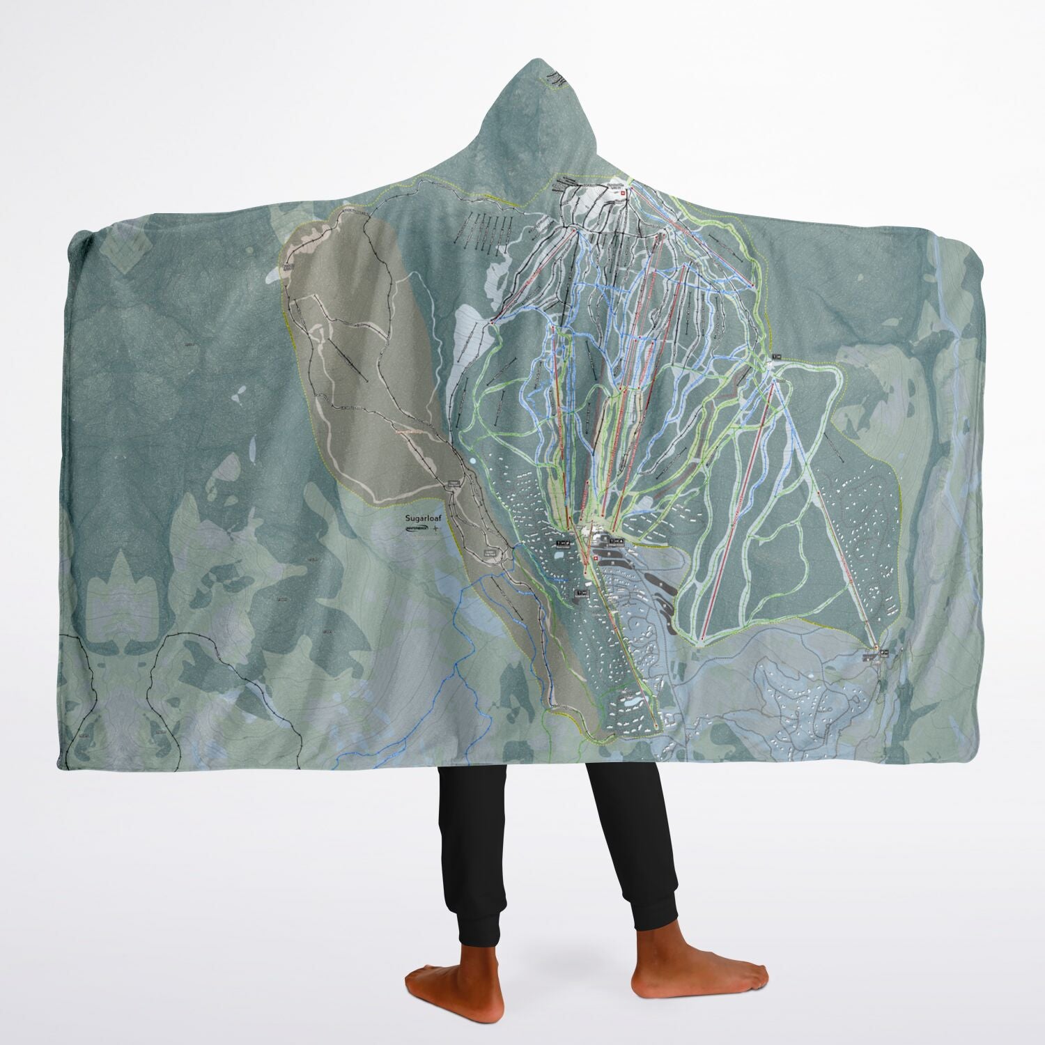 Sugarloaf, Maine Ski Trail Map - Youth Hooded Blanket