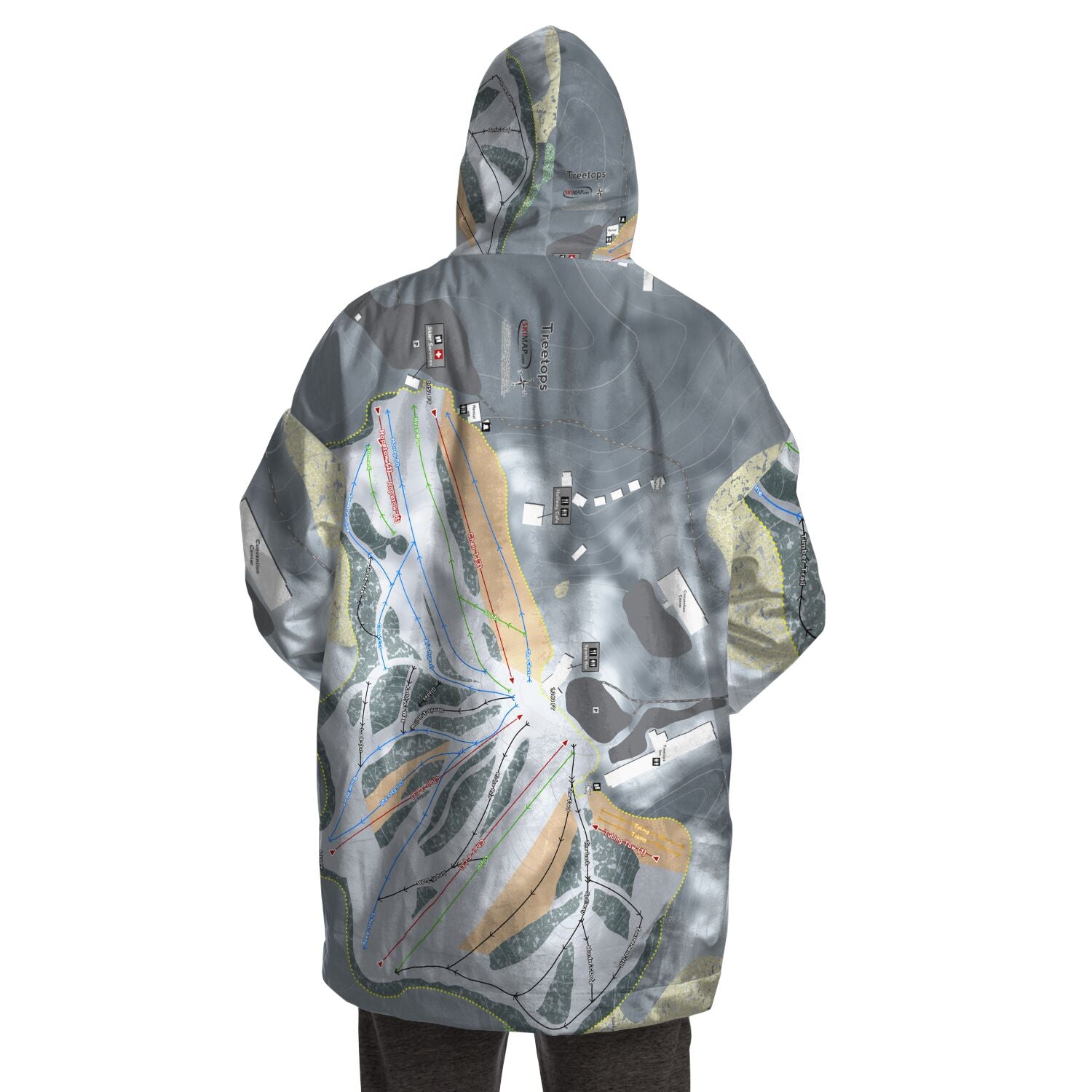 Treetops, Michigan Ski Trail Map Snug Hoodie