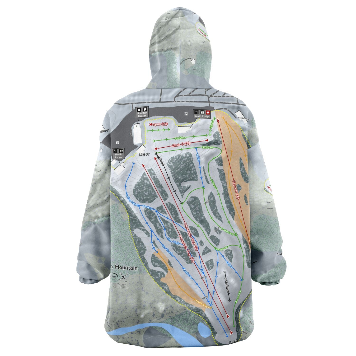 Sundown Mountain, Iowa Ski Trail Map - Snug Hoodie