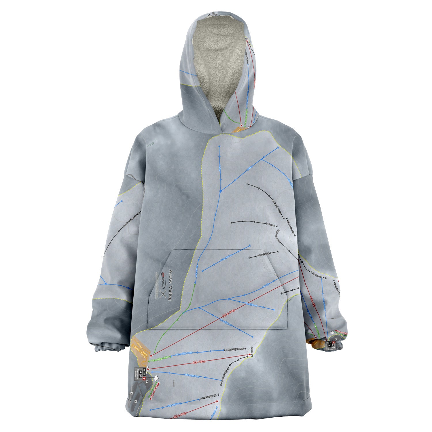 Arctic Valley, Alaska Ski Trail Map Snug Hoodie