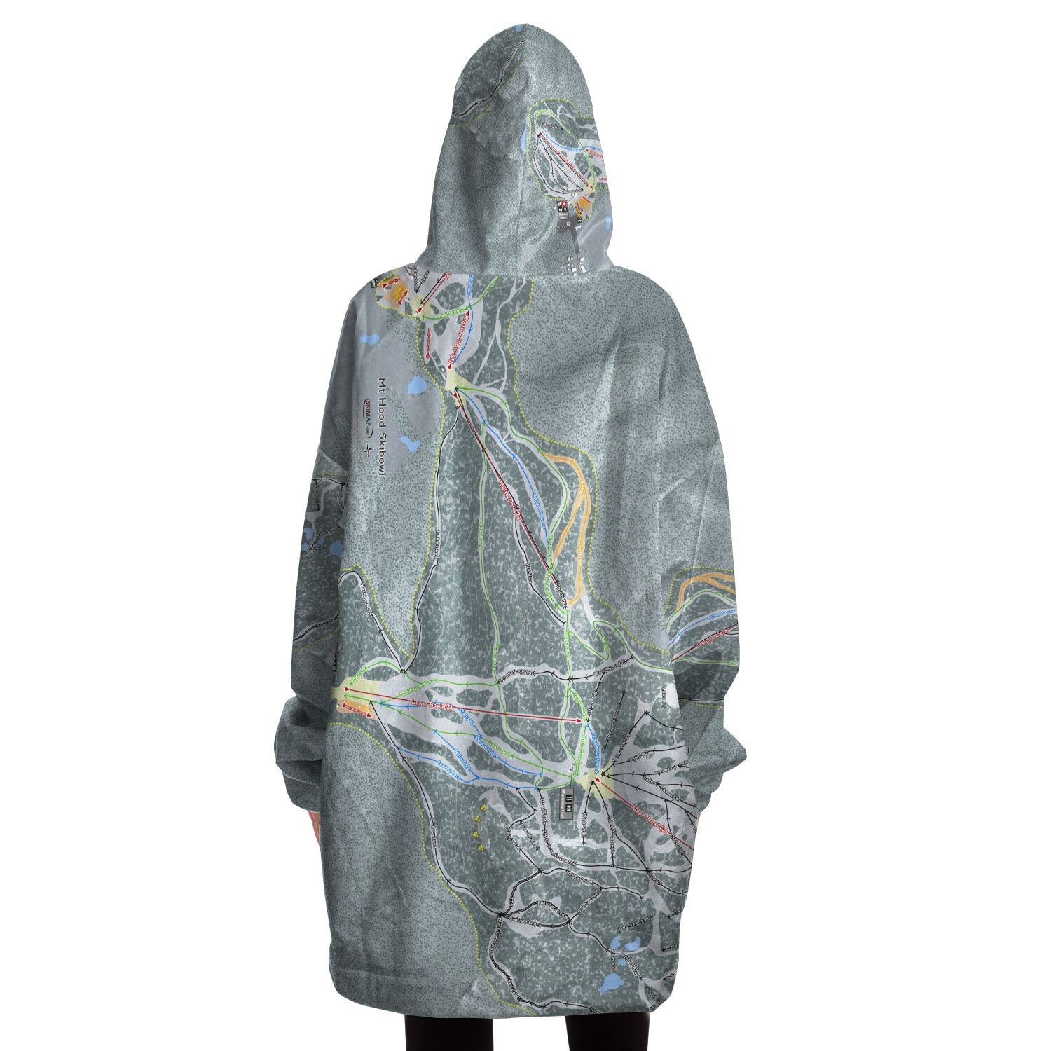 Mt. Hood Ski Bowl, Oregon Ski Trail Map - Snug Hoodie