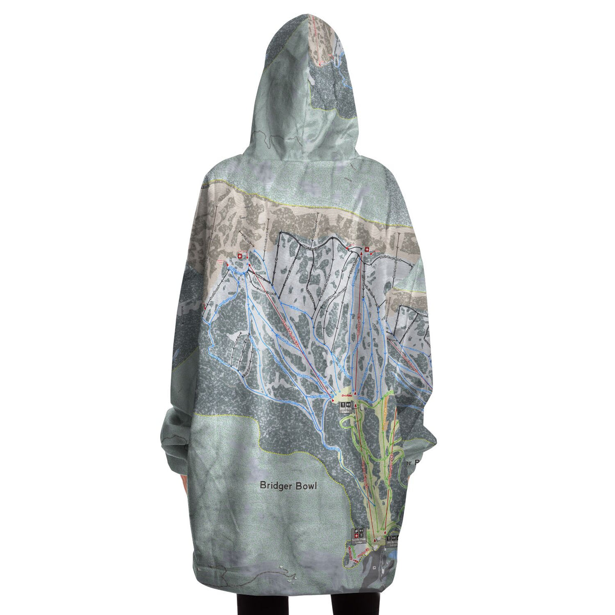 Bridger Bowl, Montana Ski Trail Map - Snug Hoodie