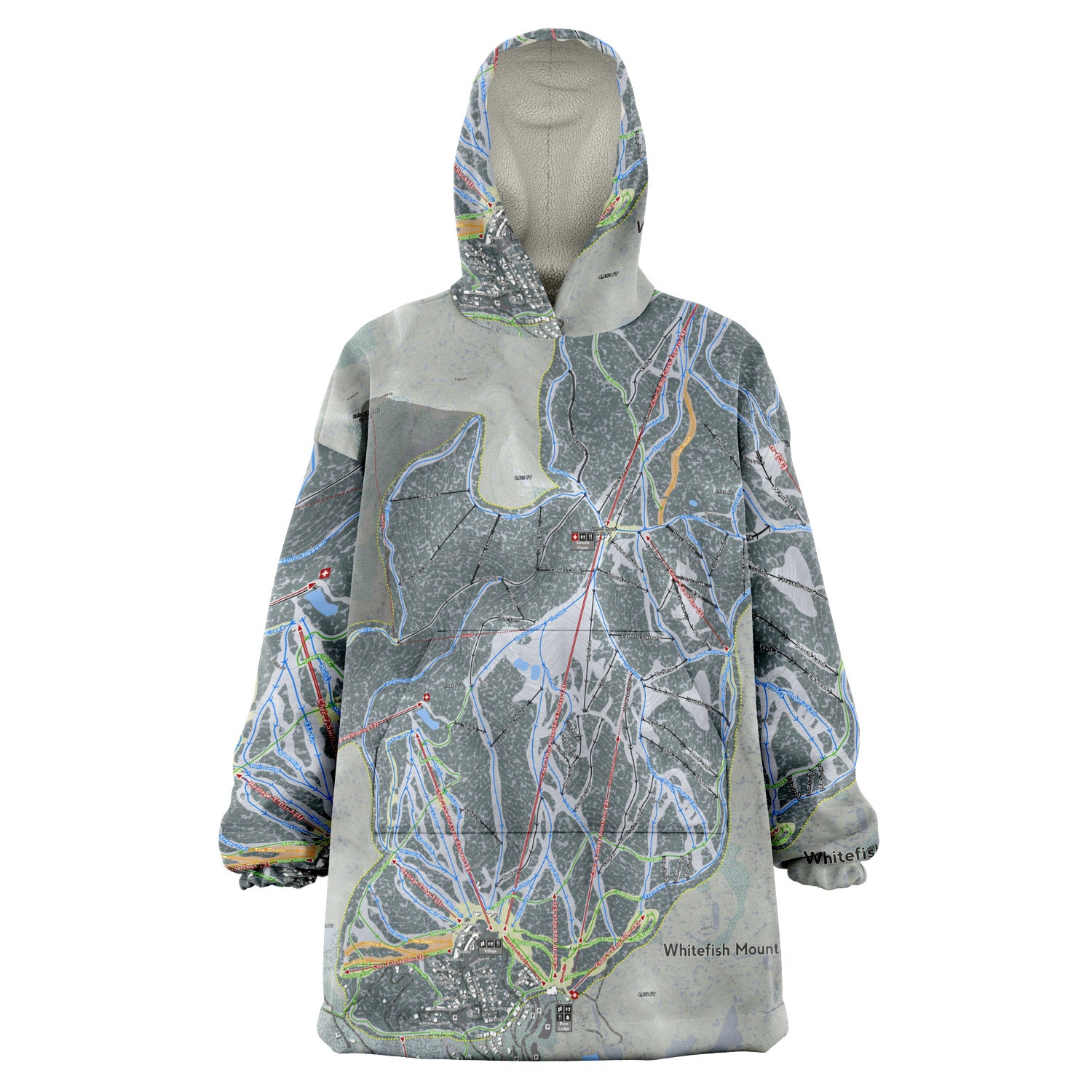 Whitefish Mountain, Montana Ski Trail Map - Snug Hoodie