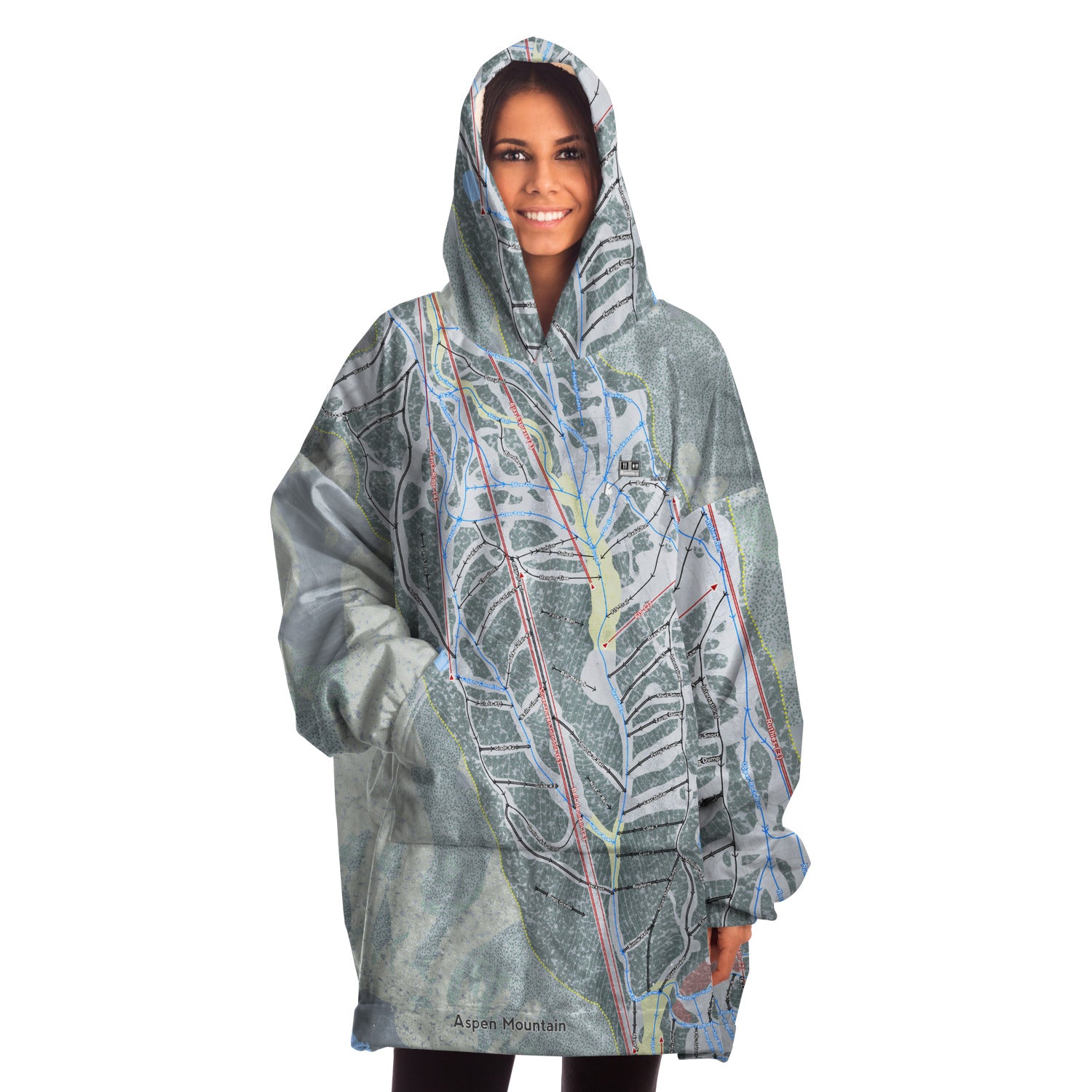 Aspen Mountain, Colorado Ski Trail Map Snug Hoodie