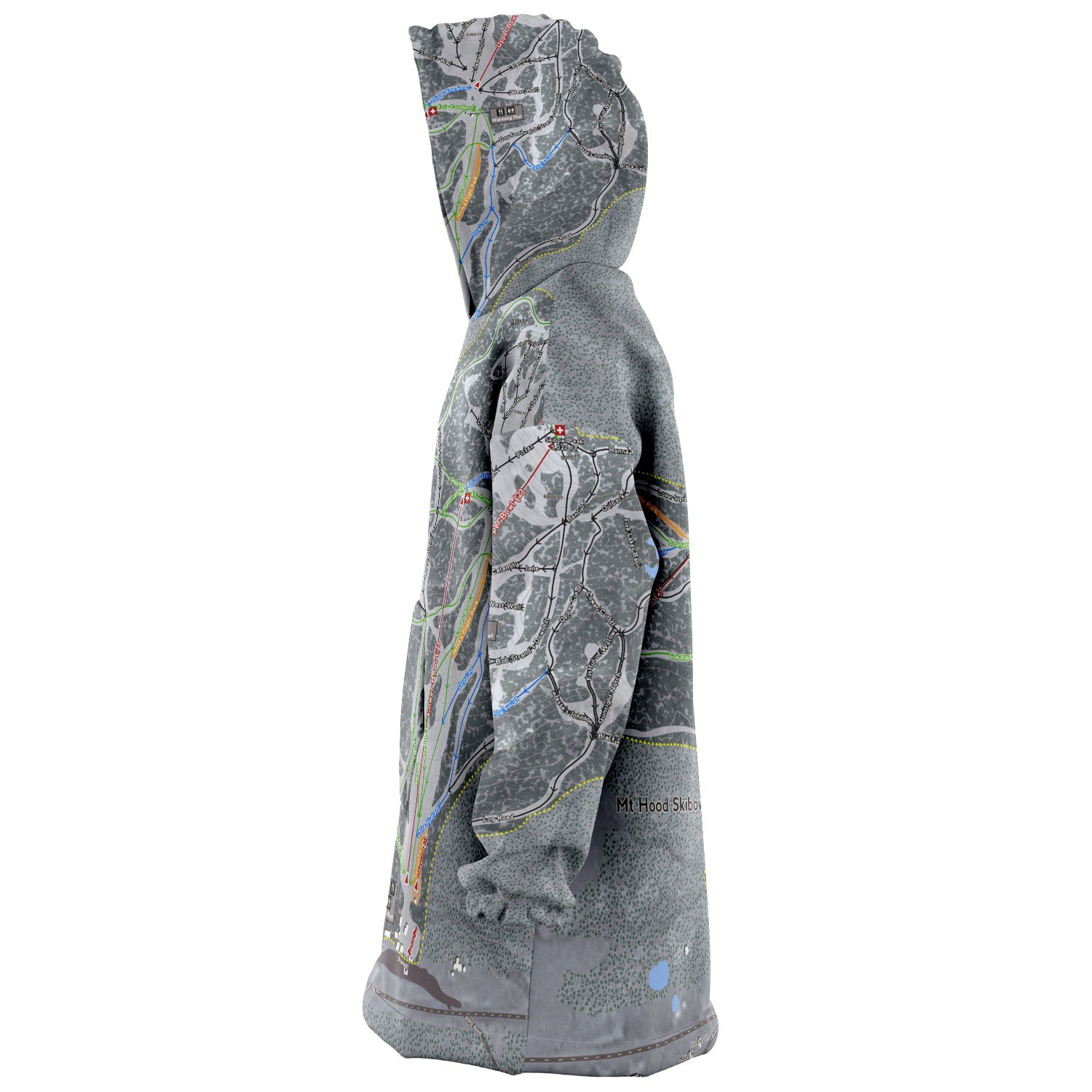 Mt Hood Skibowl, Oregon Ski Trail Map - Snug Hoodie