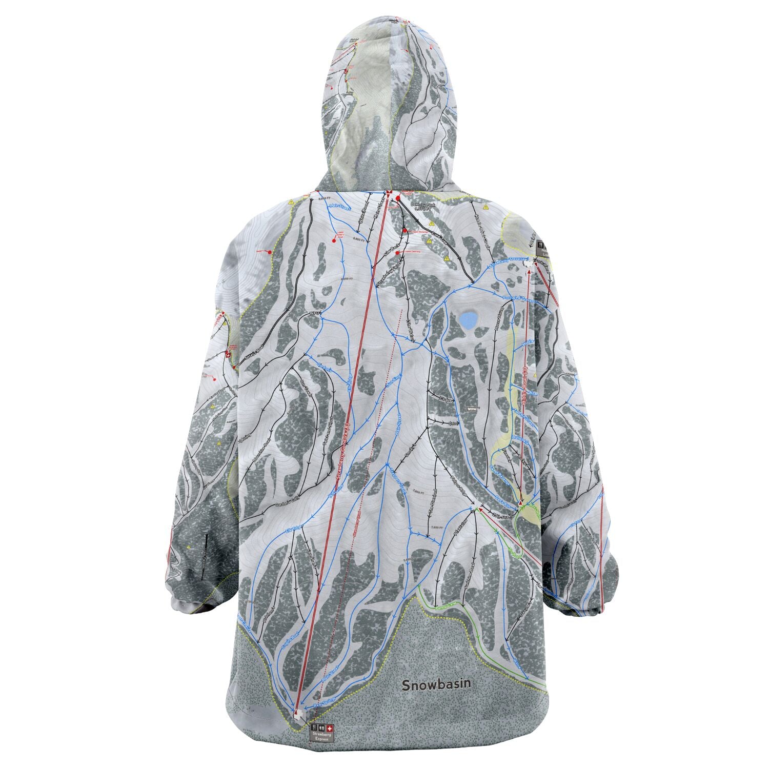 Snowbasin, Utah Ski Trail Map - Snug Hoodie